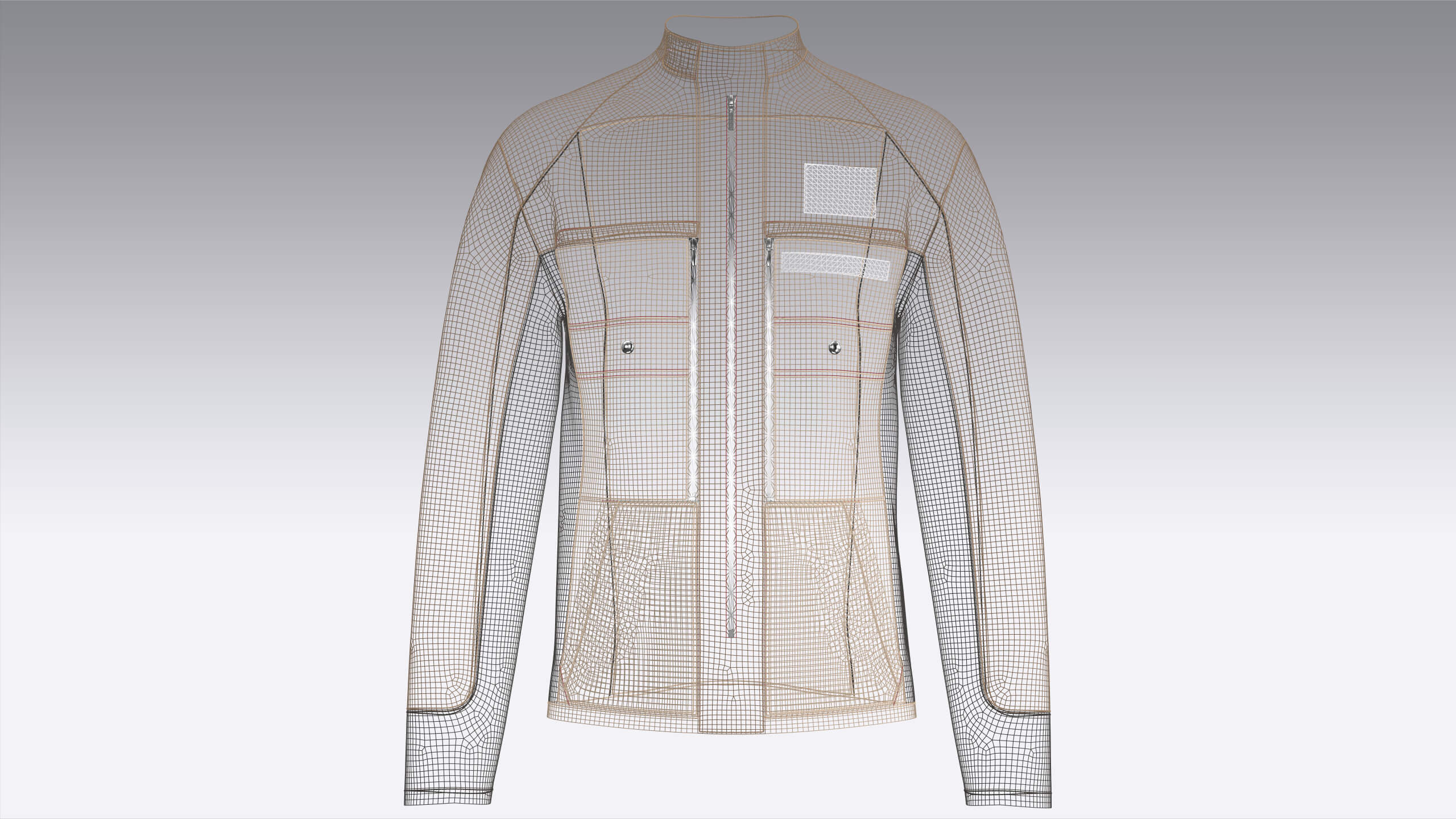 Mens Full-Zip Three-Tone Technical Jacket 3D Model