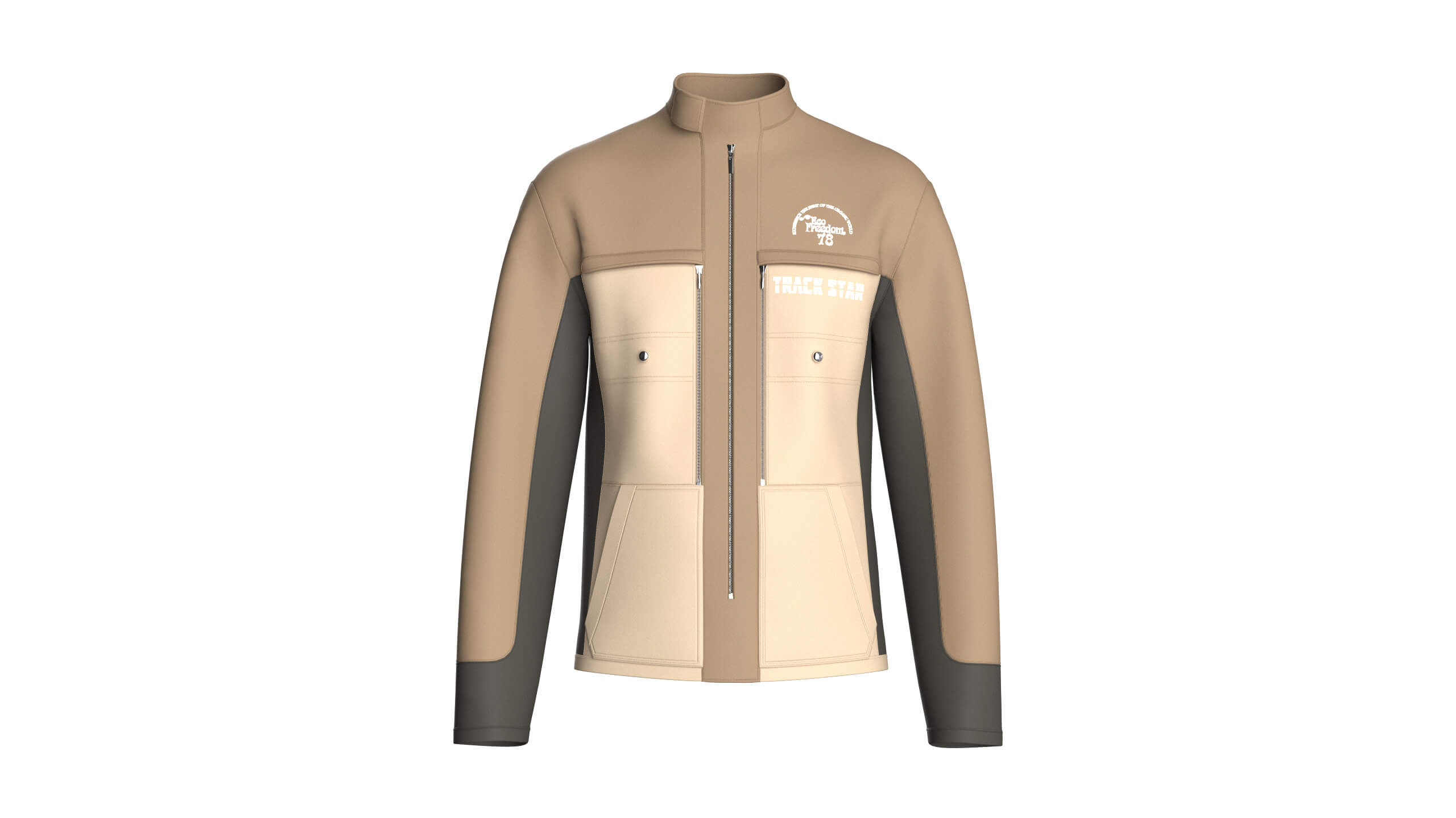 Mens Full-Zip Three-Tone Technical Jacket 3D Model