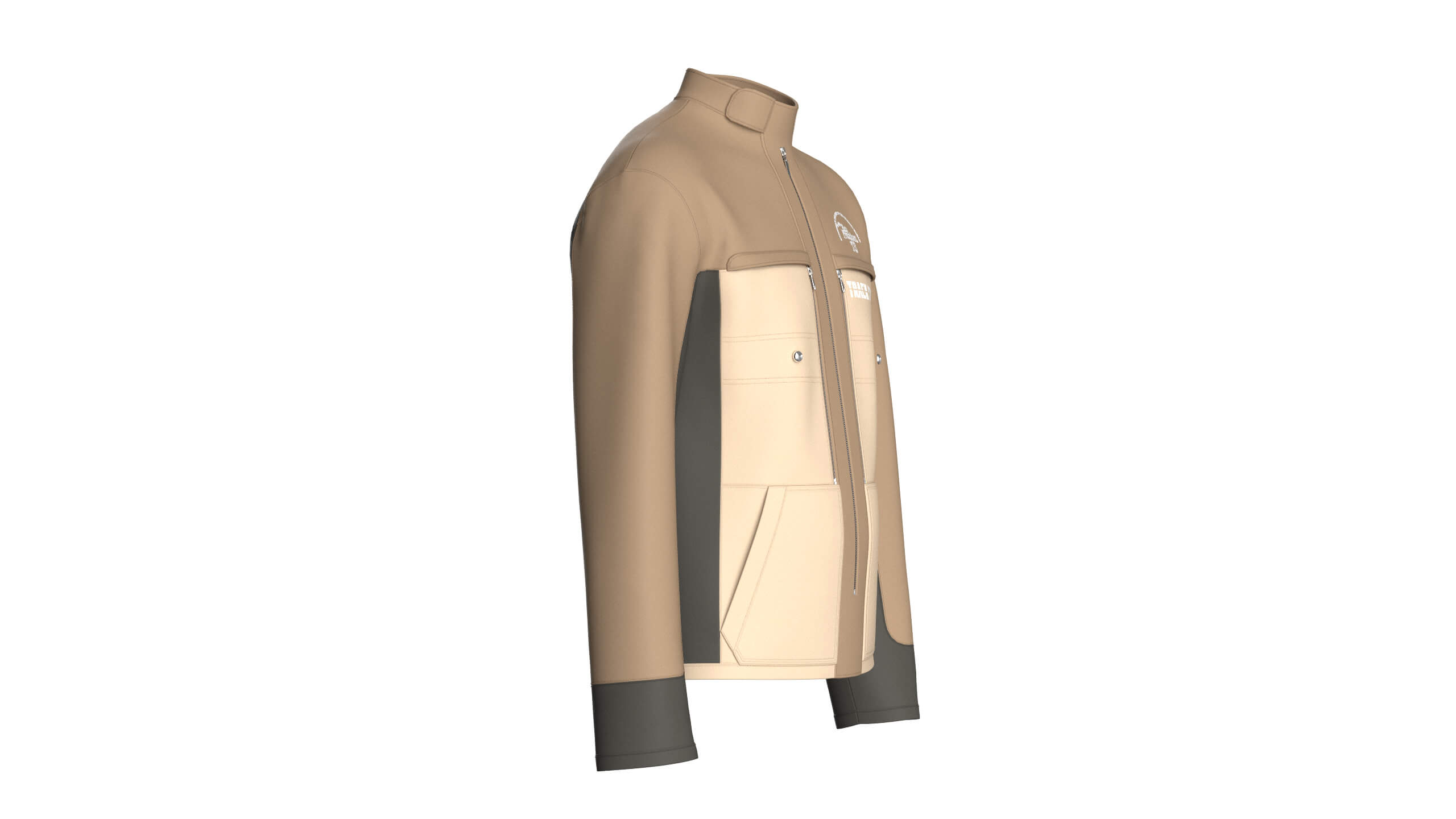 Mens Full-Zip Three-Tone Technical Jacket 3D Model