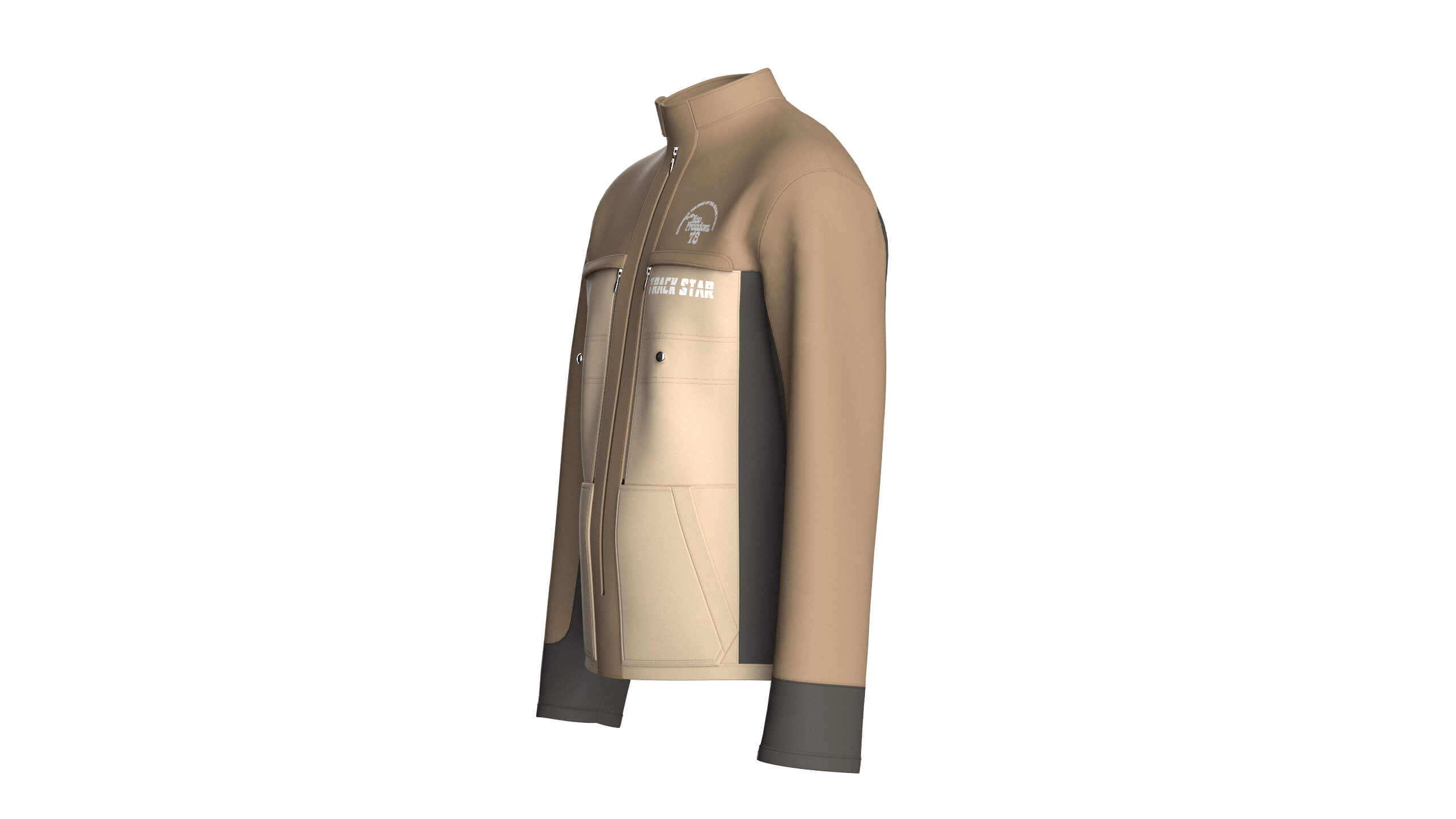 Mens Full-Zip Three-Tone Technical Jacket 3D Model