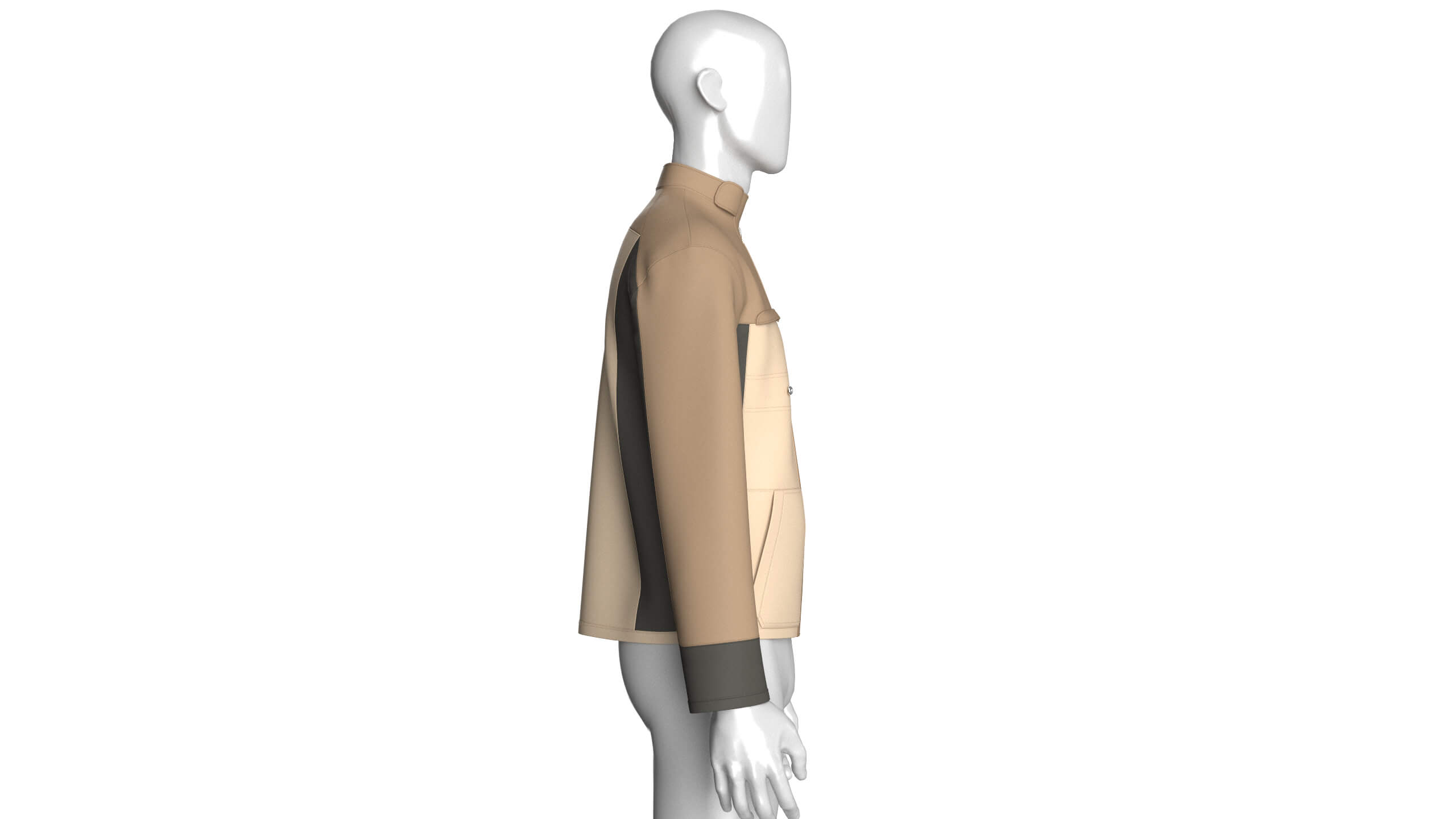 Mens Full-Zip Three-Tone Technical Jacket 3D Model