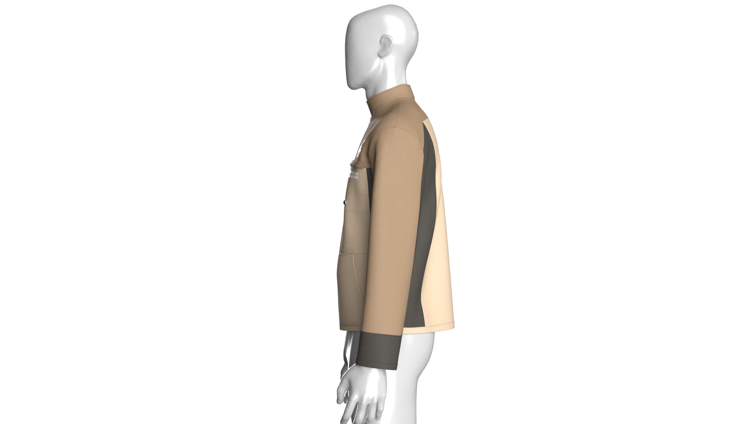 Mens Full-Zip Three-Tone Technical Jacket 3D Model