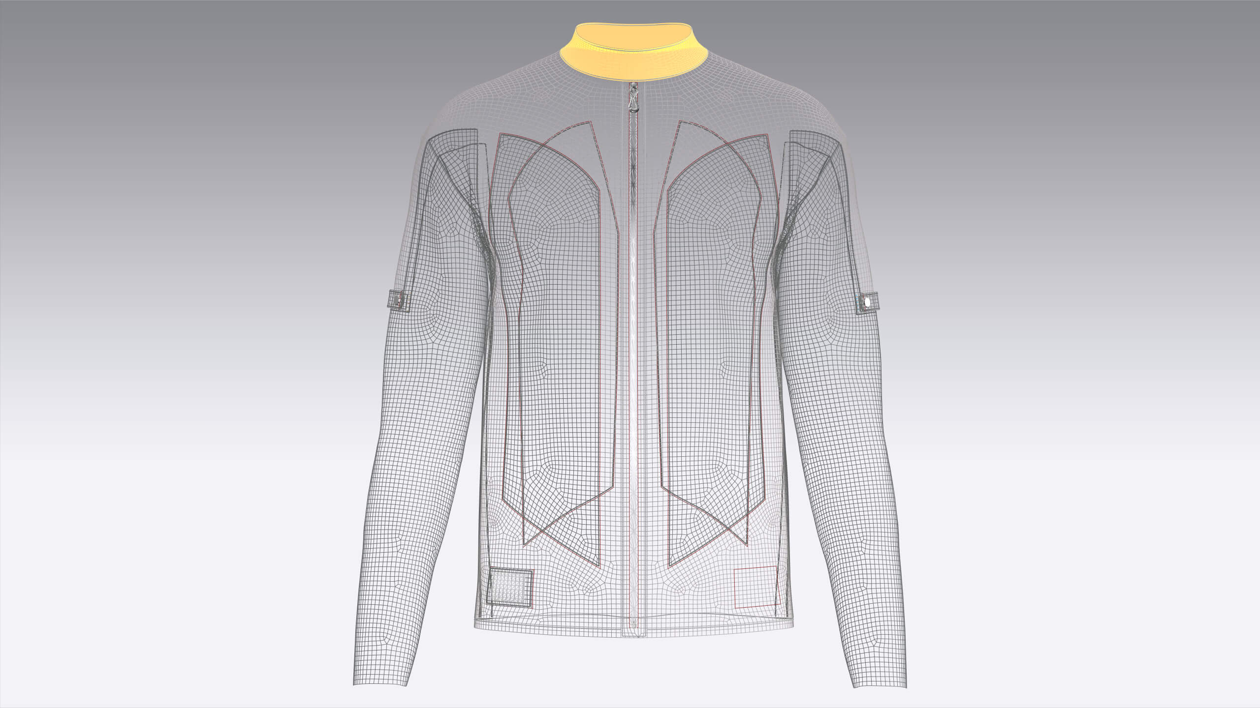 Mens Full-Zip Two-Tone Technical Jacket 3D Model