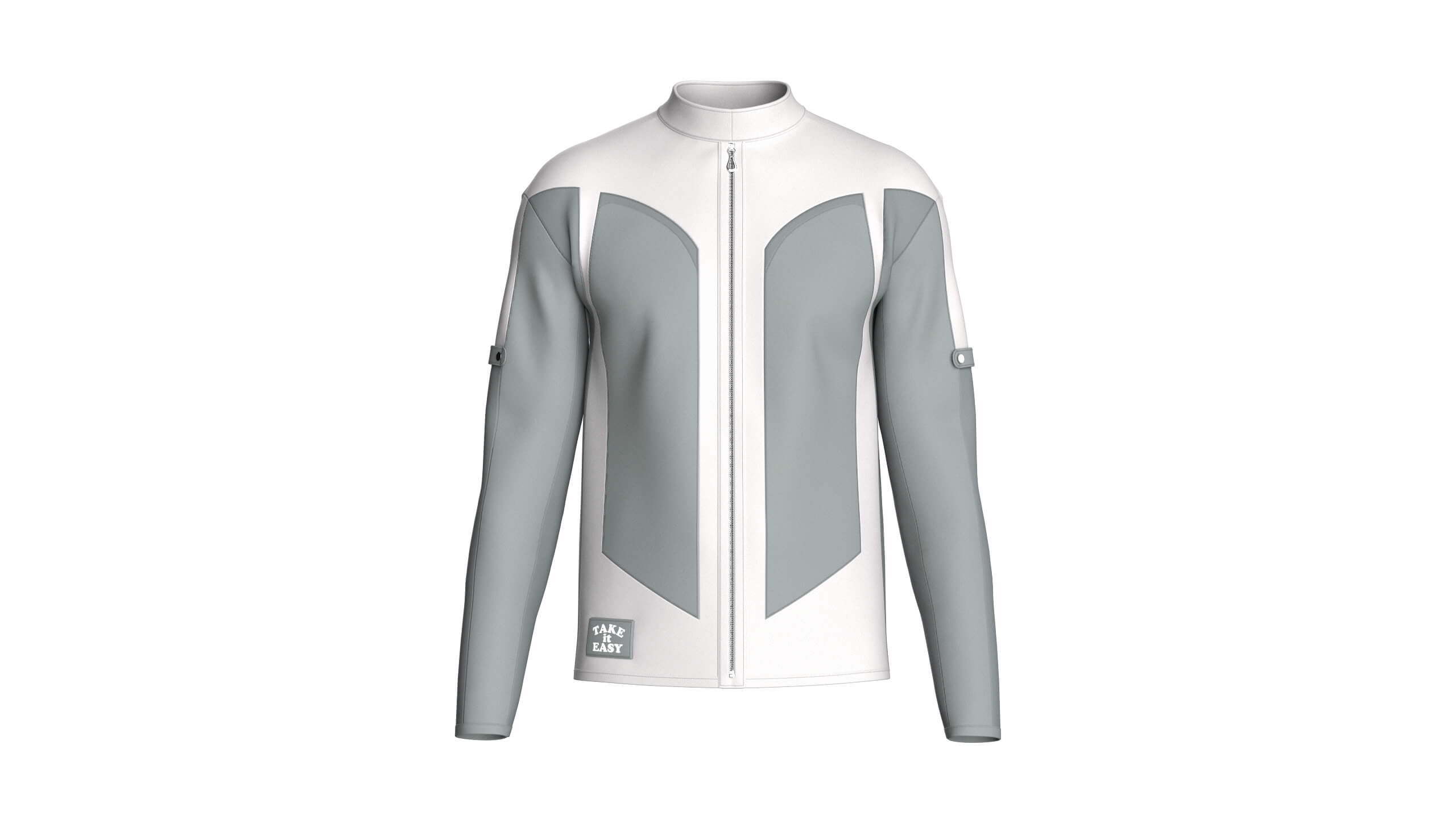 Mens Full-Zip Two-Tone Technical Jacket 3D Model