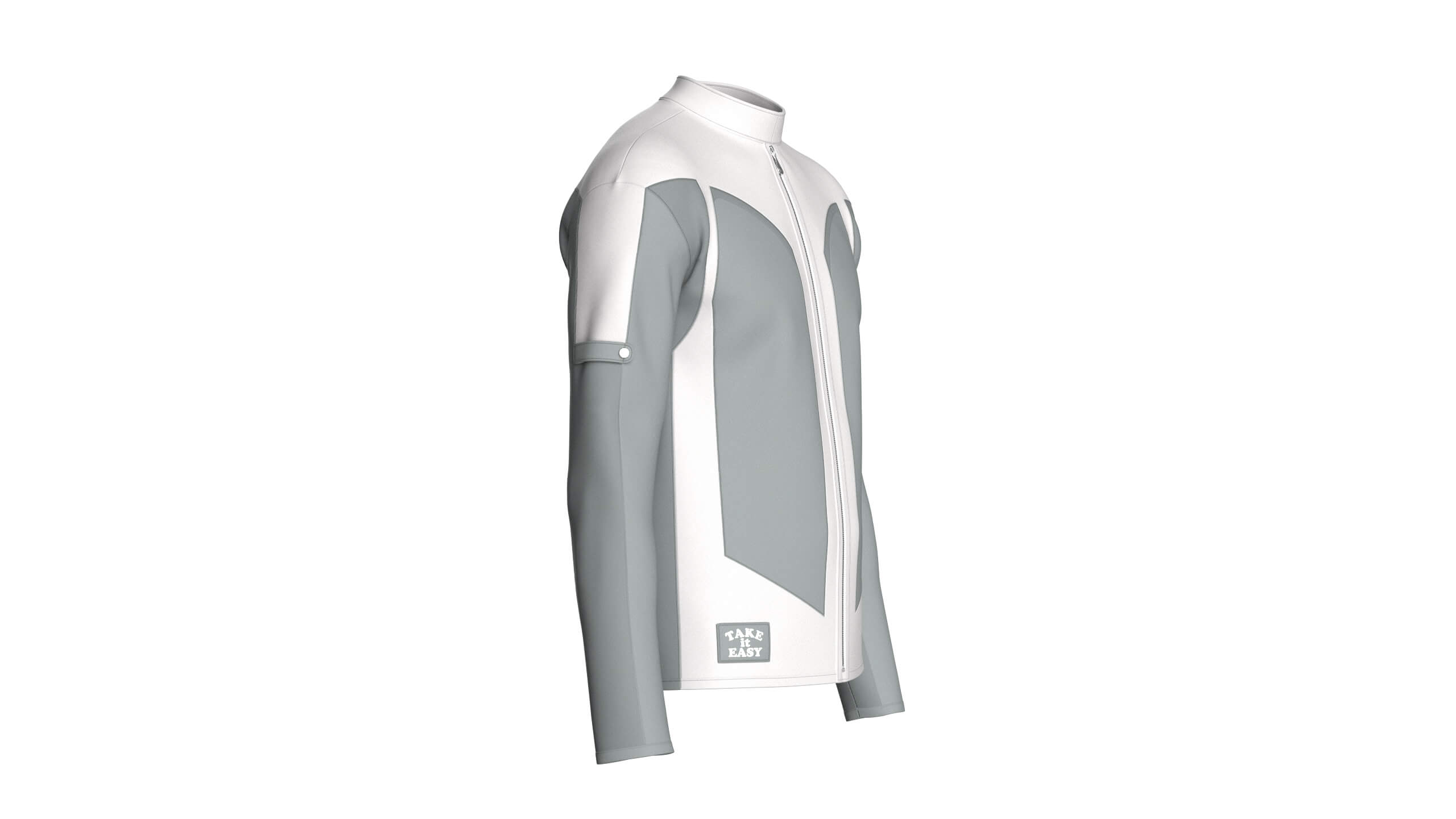 Mens Full-Zip Two-Tone Technical Jacket 3D Model