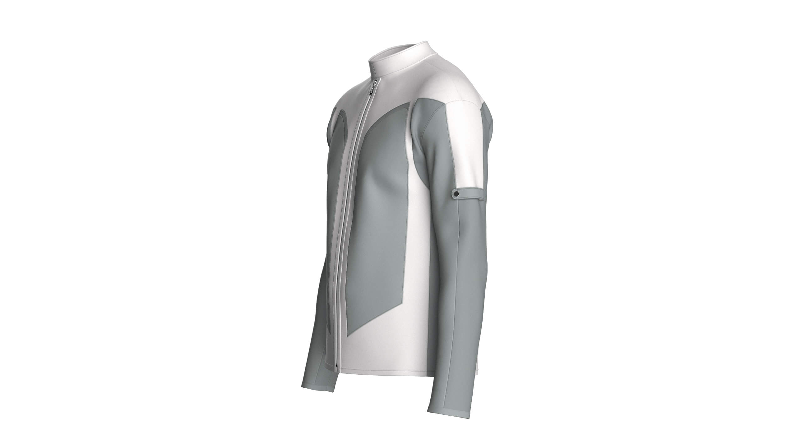 Mens Full-Zip Two-Tone Technical Jacket 3D Model