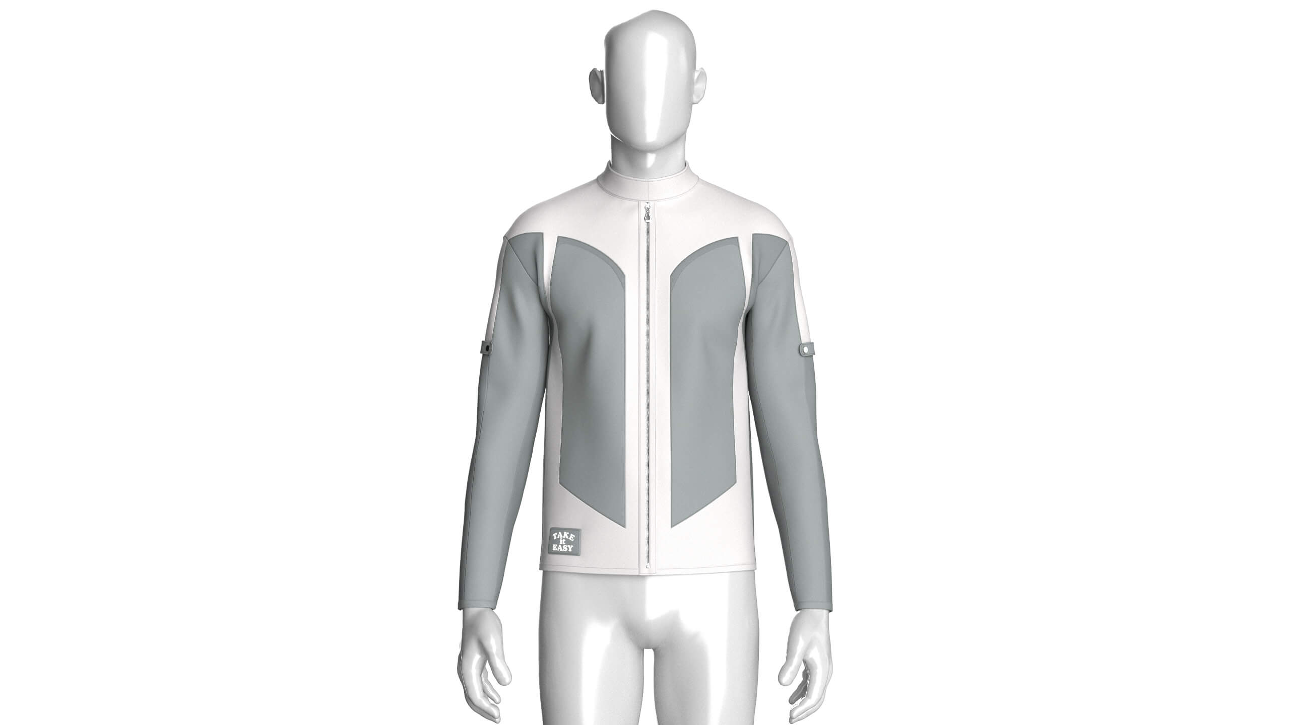 Mens Full-Zip Two-Tone Technical Jacket 3D Model