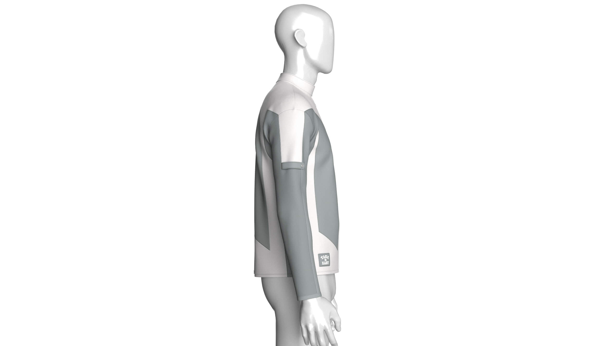 Mens Full-Zip Two-Tone Technical Jacket 3D Model