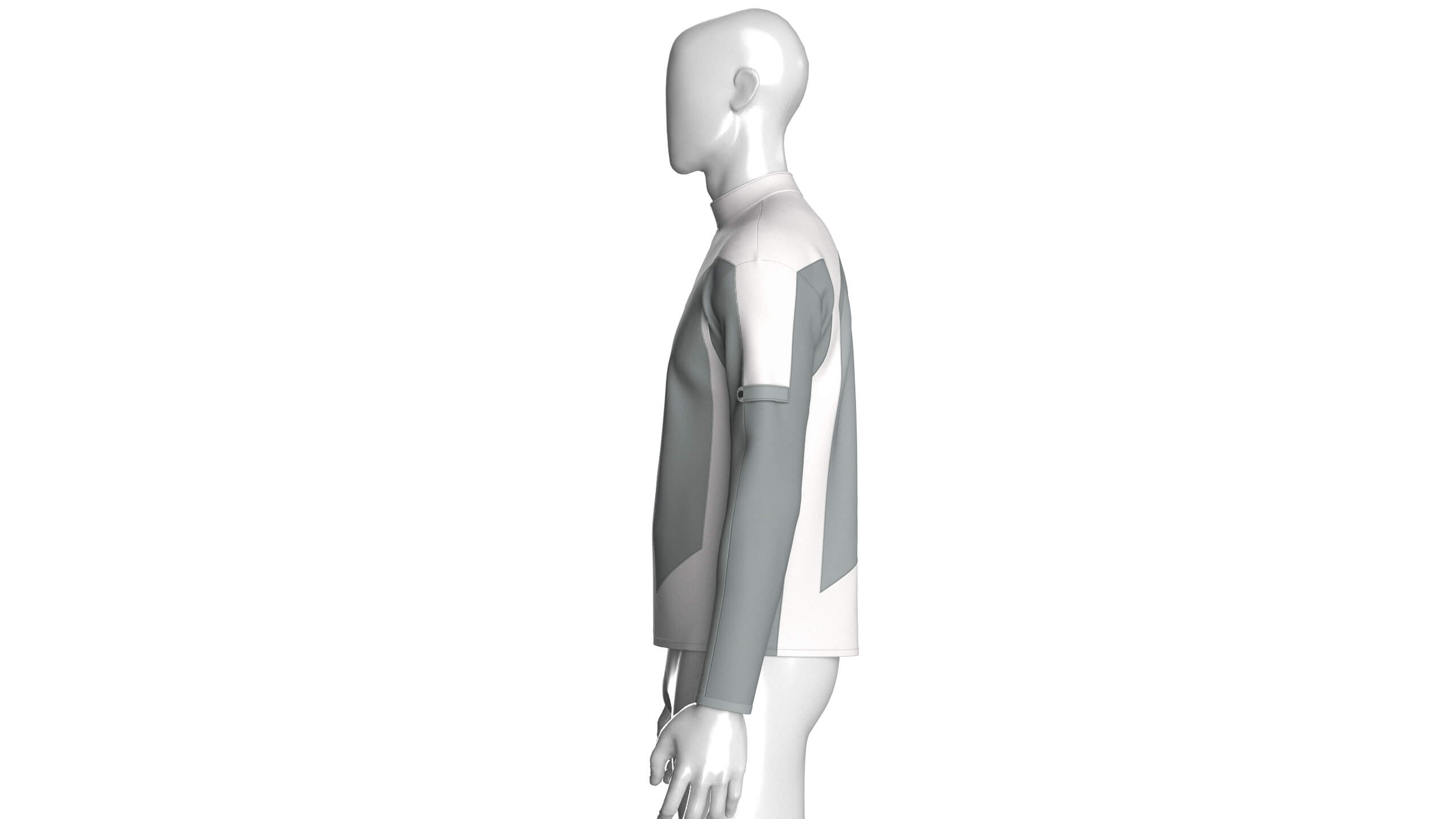 Mens Full-Zip Two-Tone Technical Jacket 3D Model