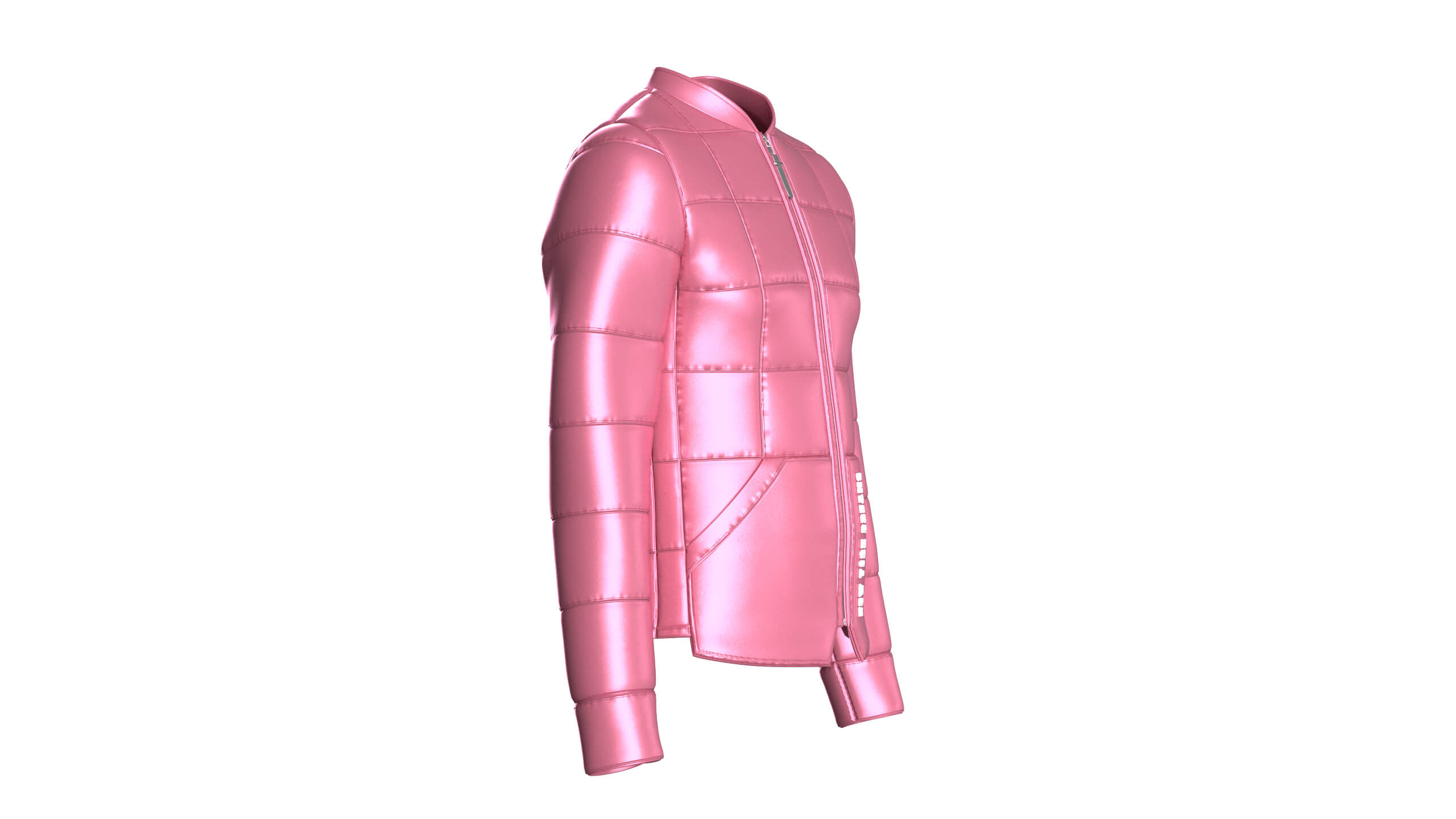Mens Grid-Quilted Puffer Bomber Jacket 3D Model