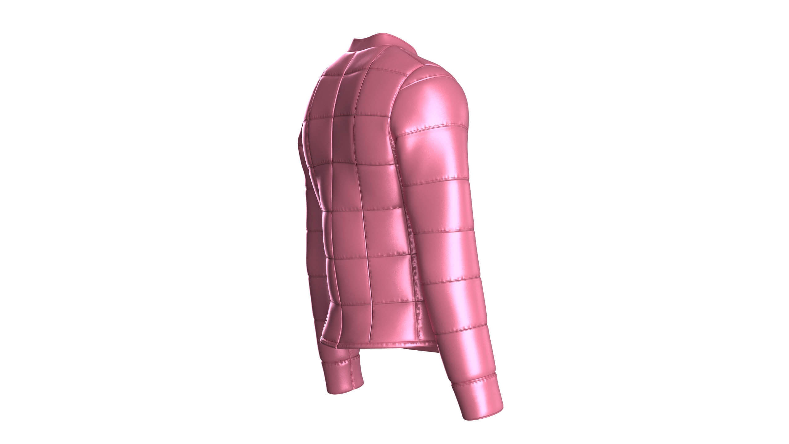 Mens Grid-Quilted Puffer Bomber Jacket 3D Model