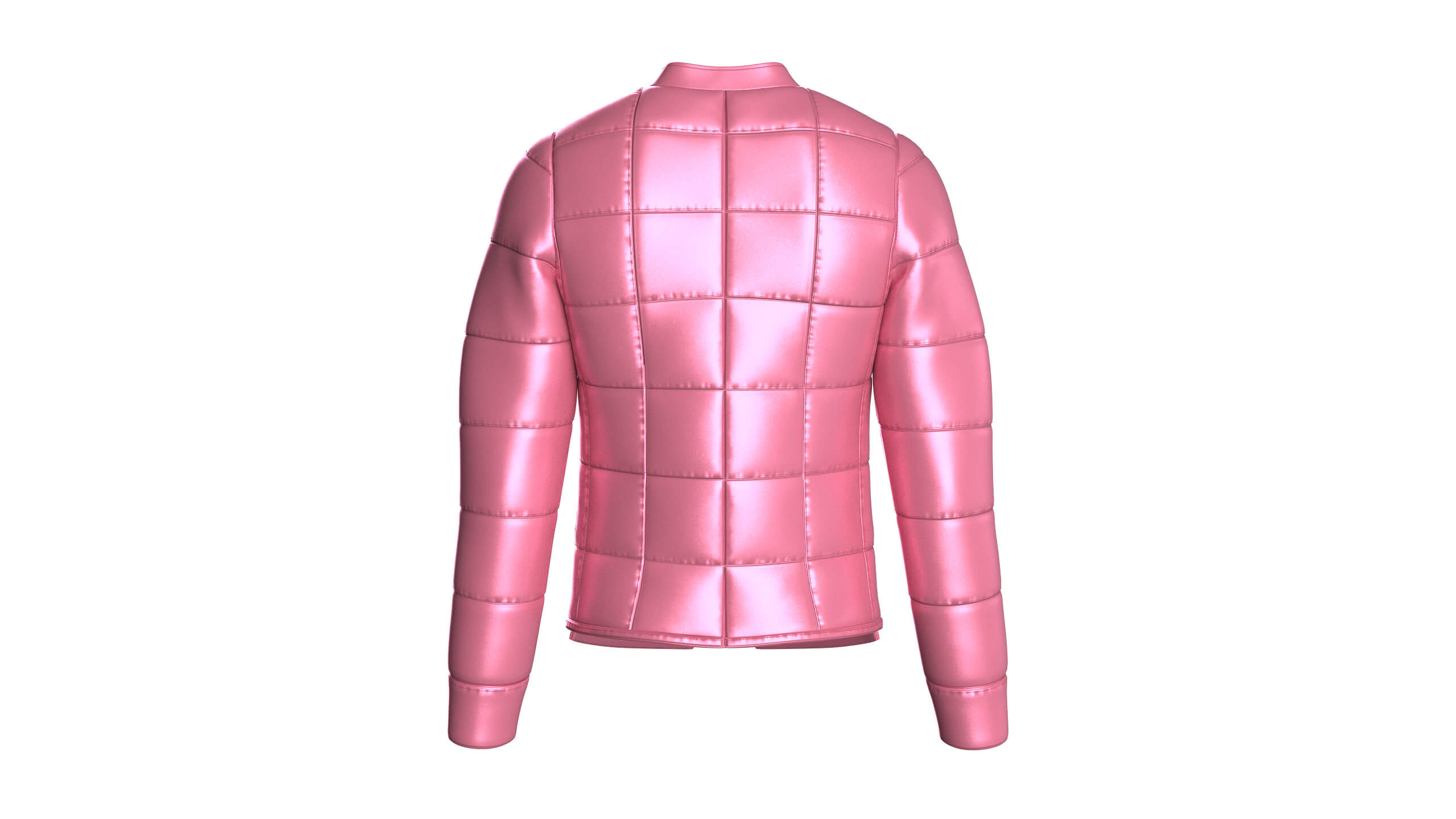 Mens Grid-Quilted Puffer Bomber Jacket 3D Model
