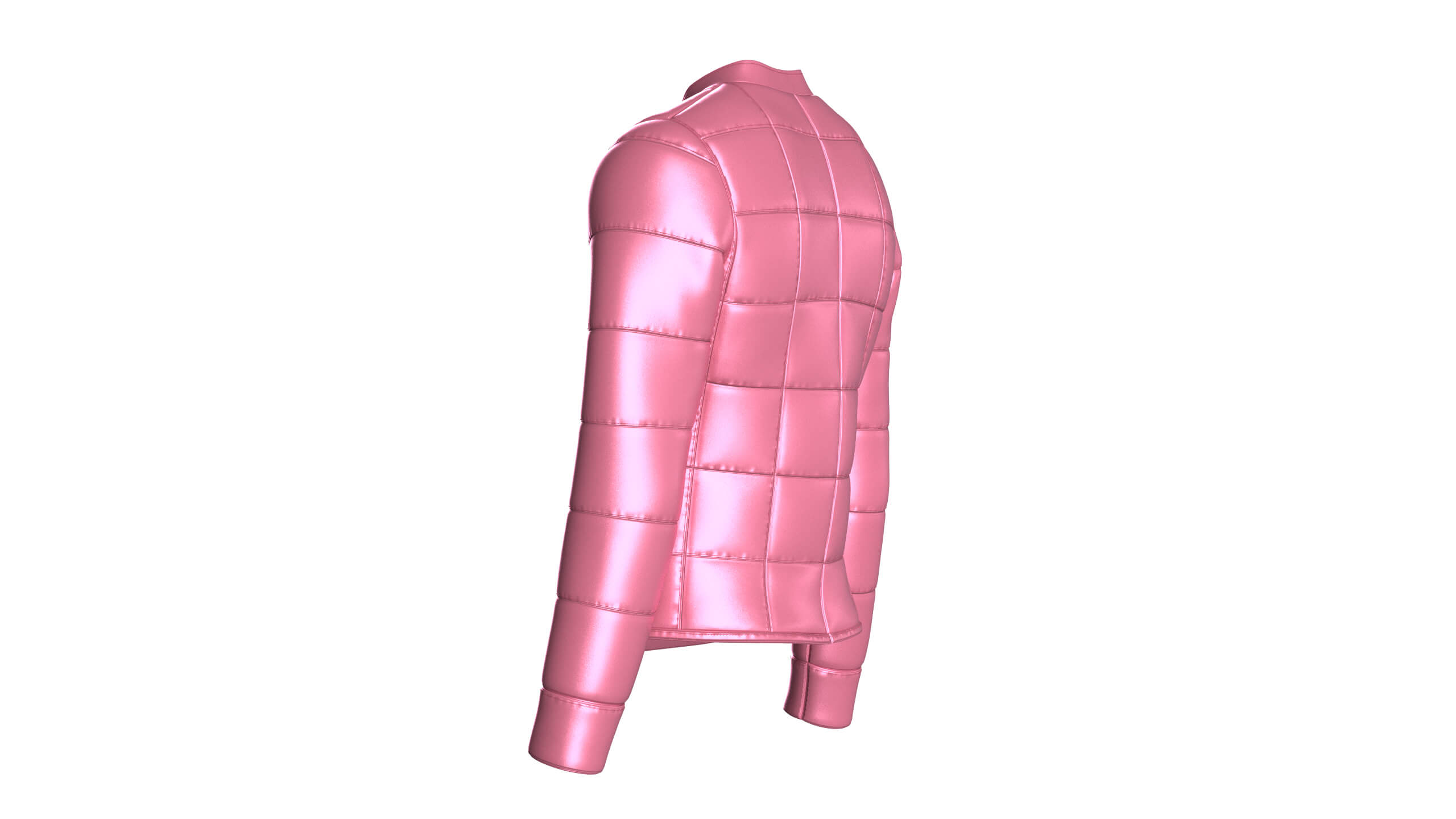 Mens Grid-Quilted Puffer Bomber Jacket 3D Model