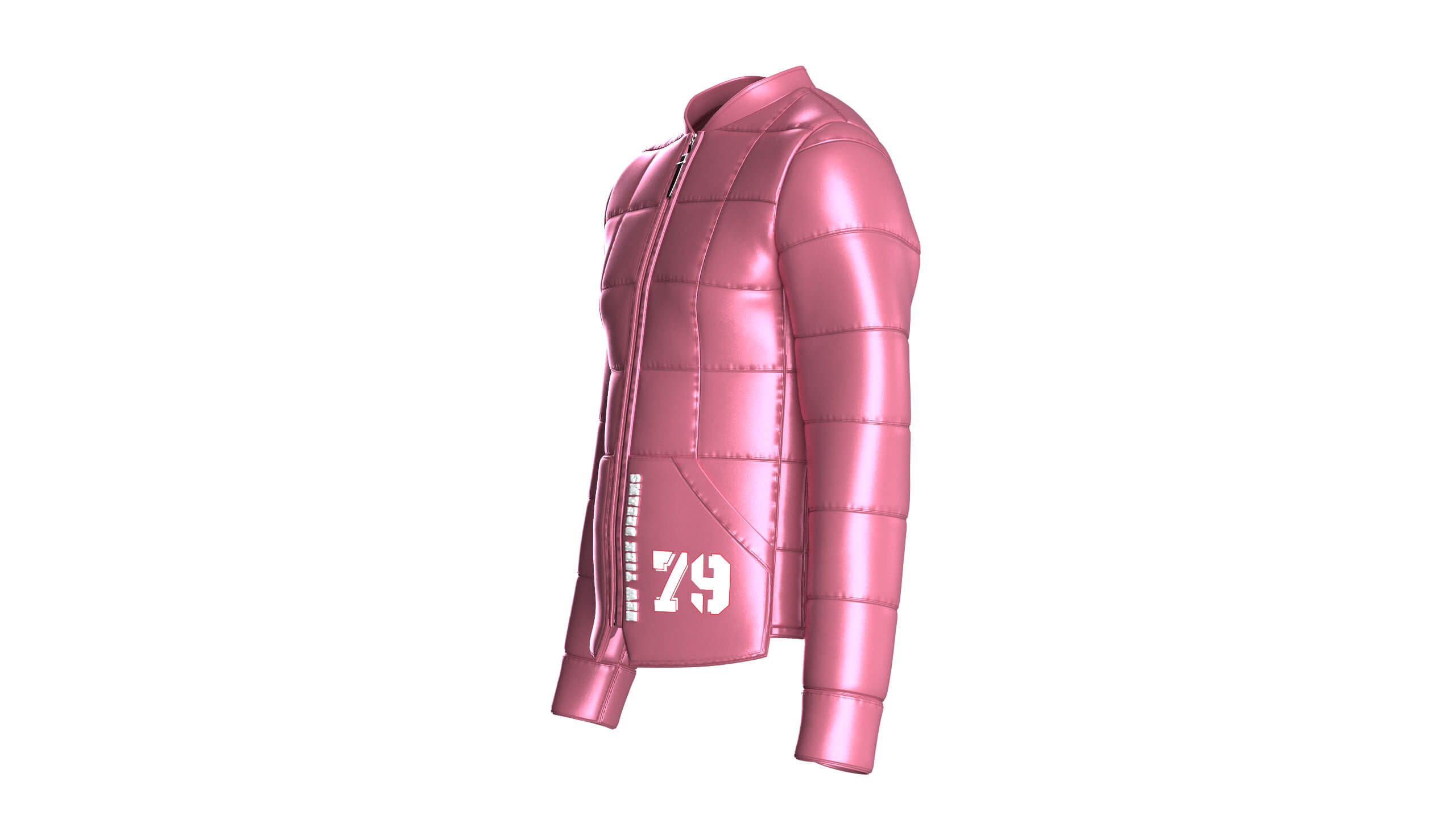 Mens Grid-Quilted Puffer Bomber Jacket 3D Model
