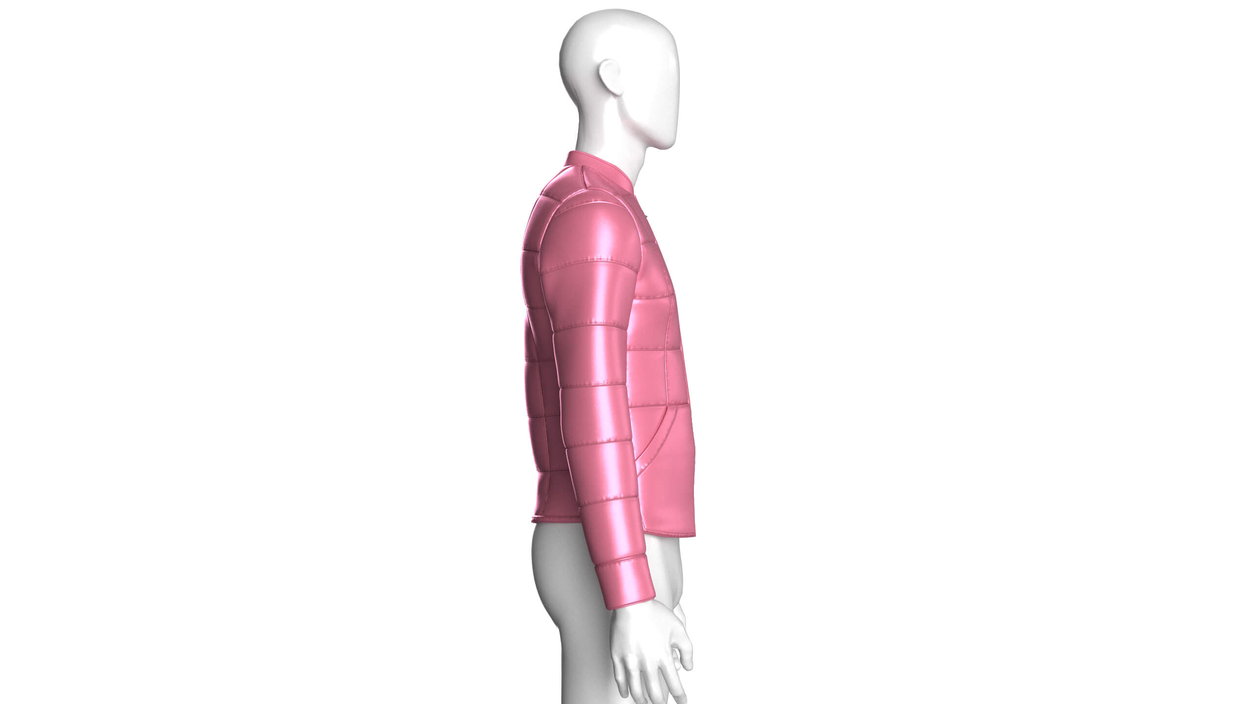 Mens Grid-Quilted Puffer Bomber Jacket 3D Model