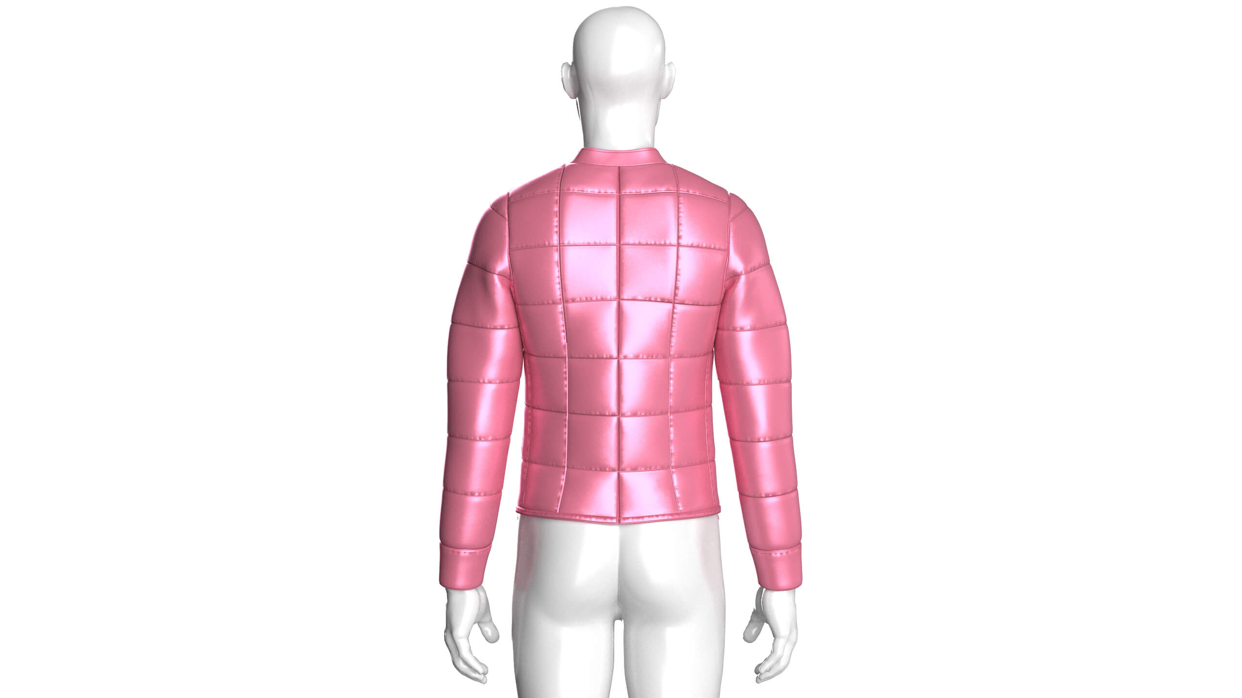 Mens Grid-Quilted Puffer Bomber Jacket 3D Model