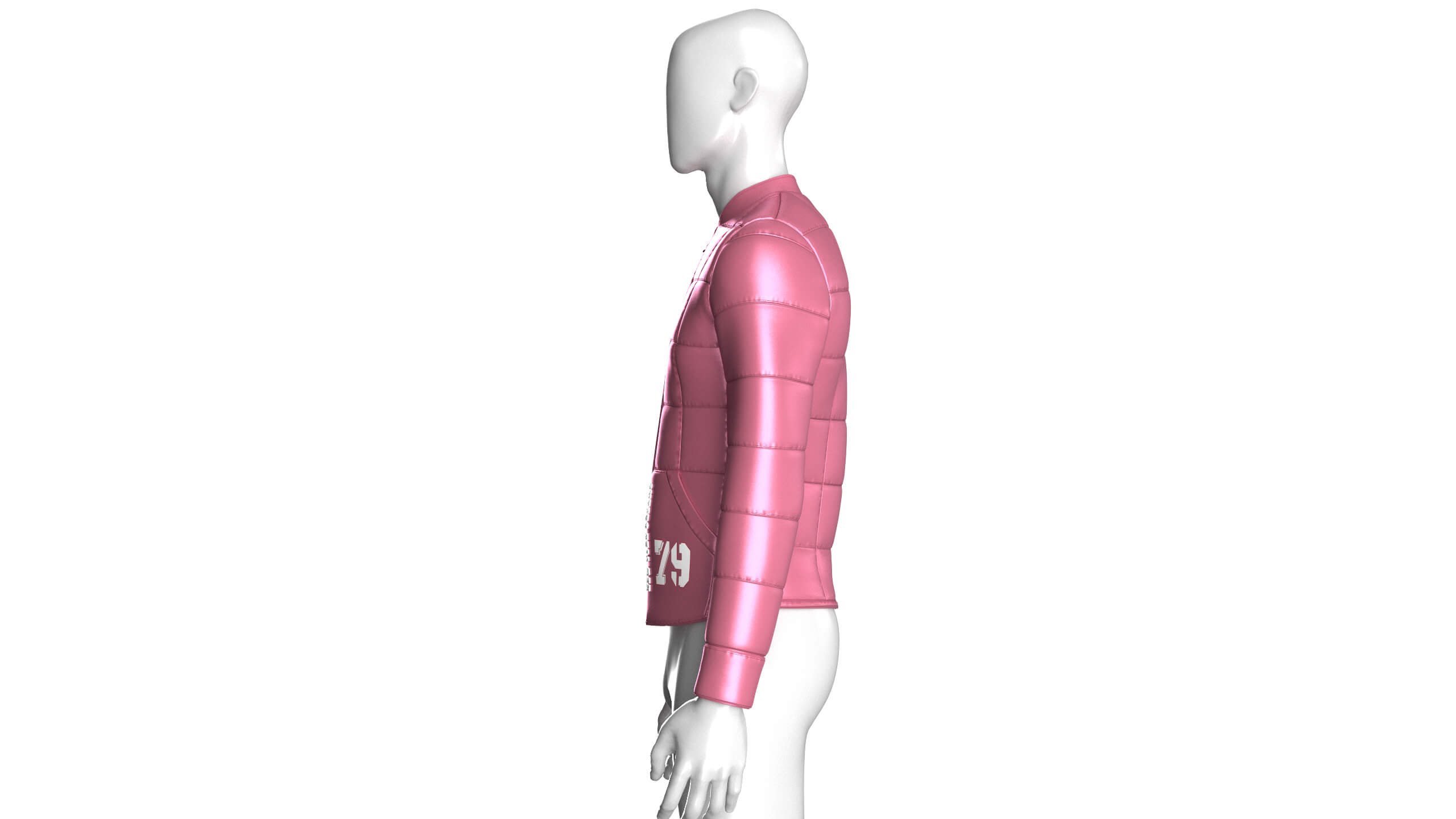 Mens Grid-Quilted Puffer Bomber Jacket 3D Model