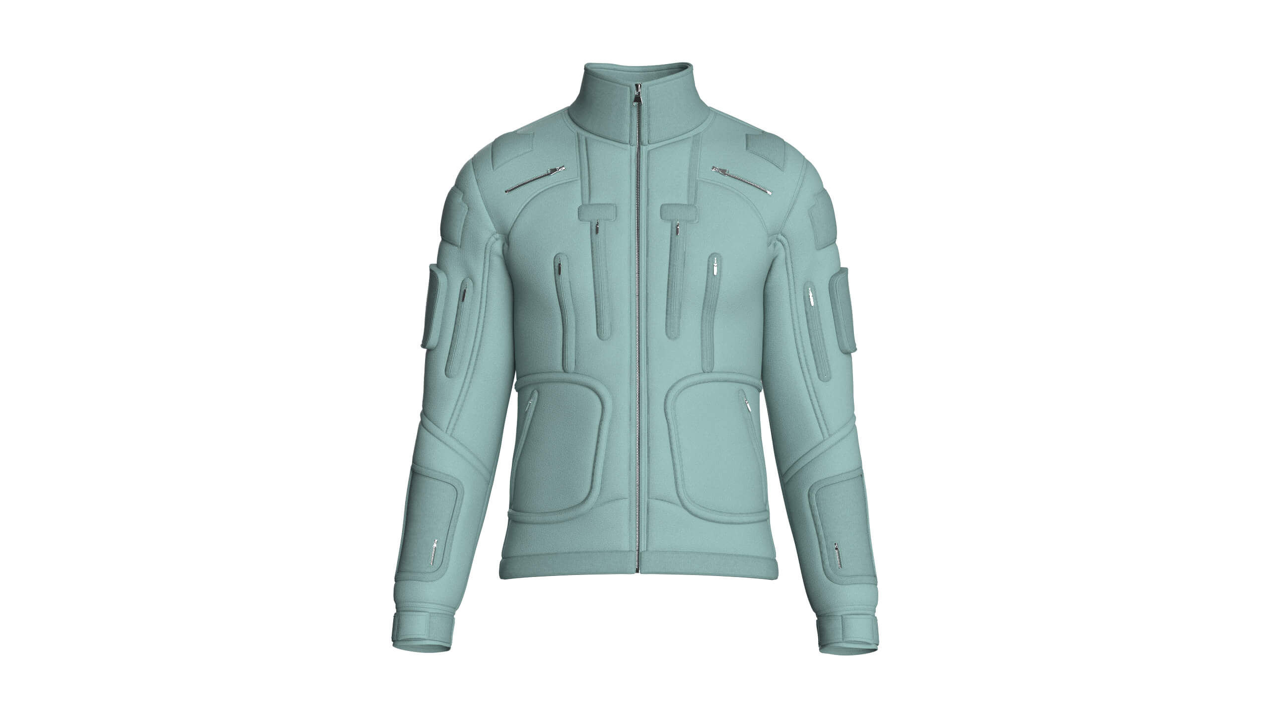 Men&rsquos High Neck Chest Zip Pocket Full-Zip Jacket 3D Model