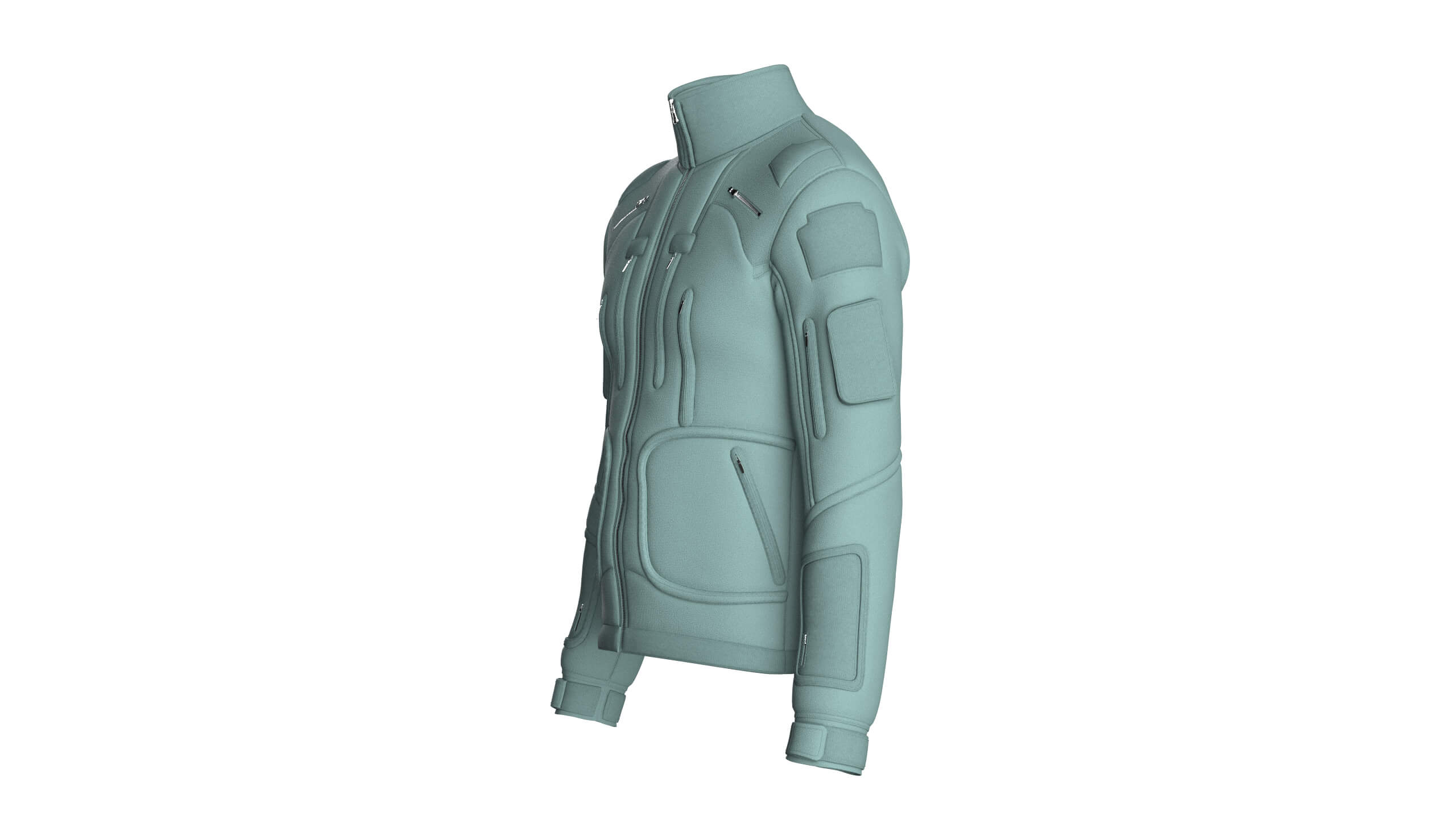 Men&rsquos High Neck Chest Zip Pocket Full-Zip Jacket 3D Model