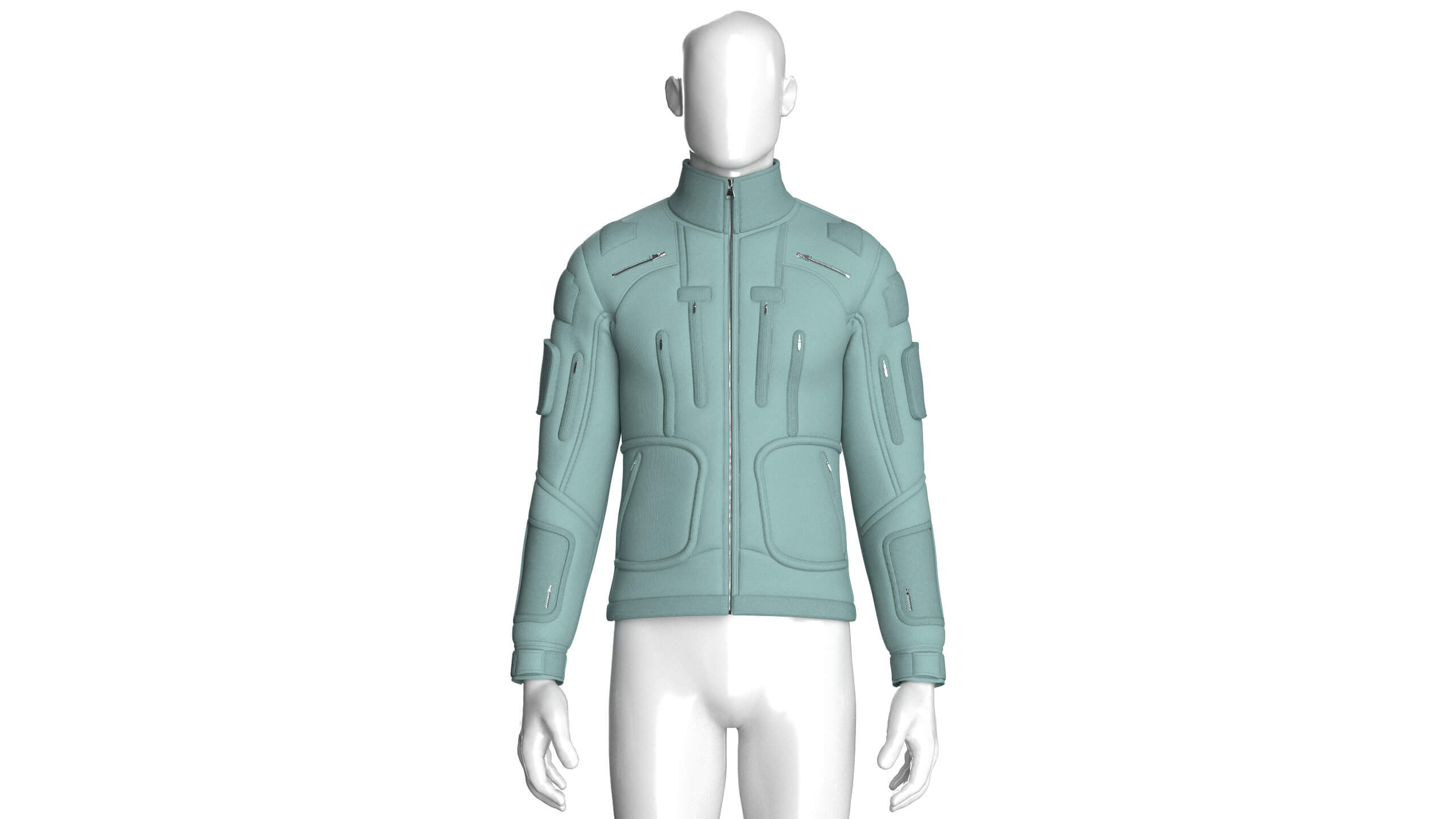 Men&rsquos High Neck Chest Zip Pocket Full-Zip Jacket 3D Model