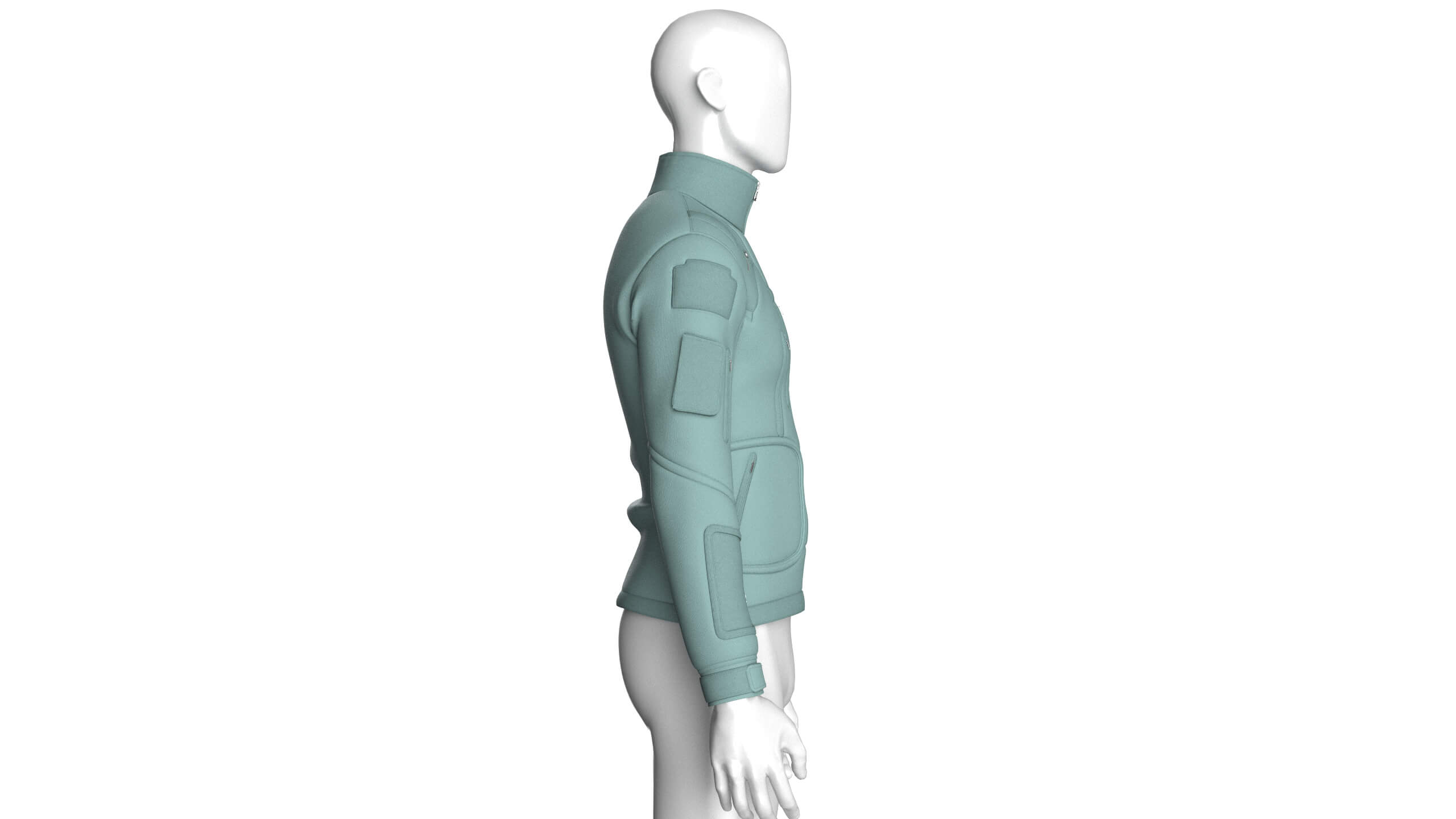 Men&rsquos High Neck Chest Zip Pocket Full-Zip Jacket 3D Model