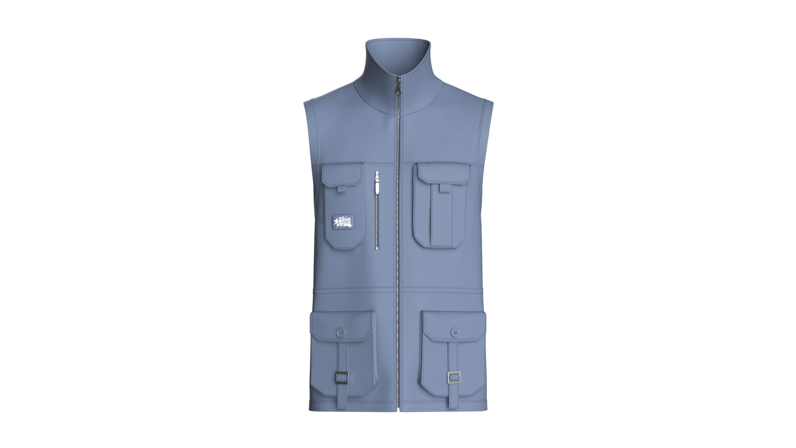 Mens High Neck Full-Zip Tactical Utility Vest 3D Model