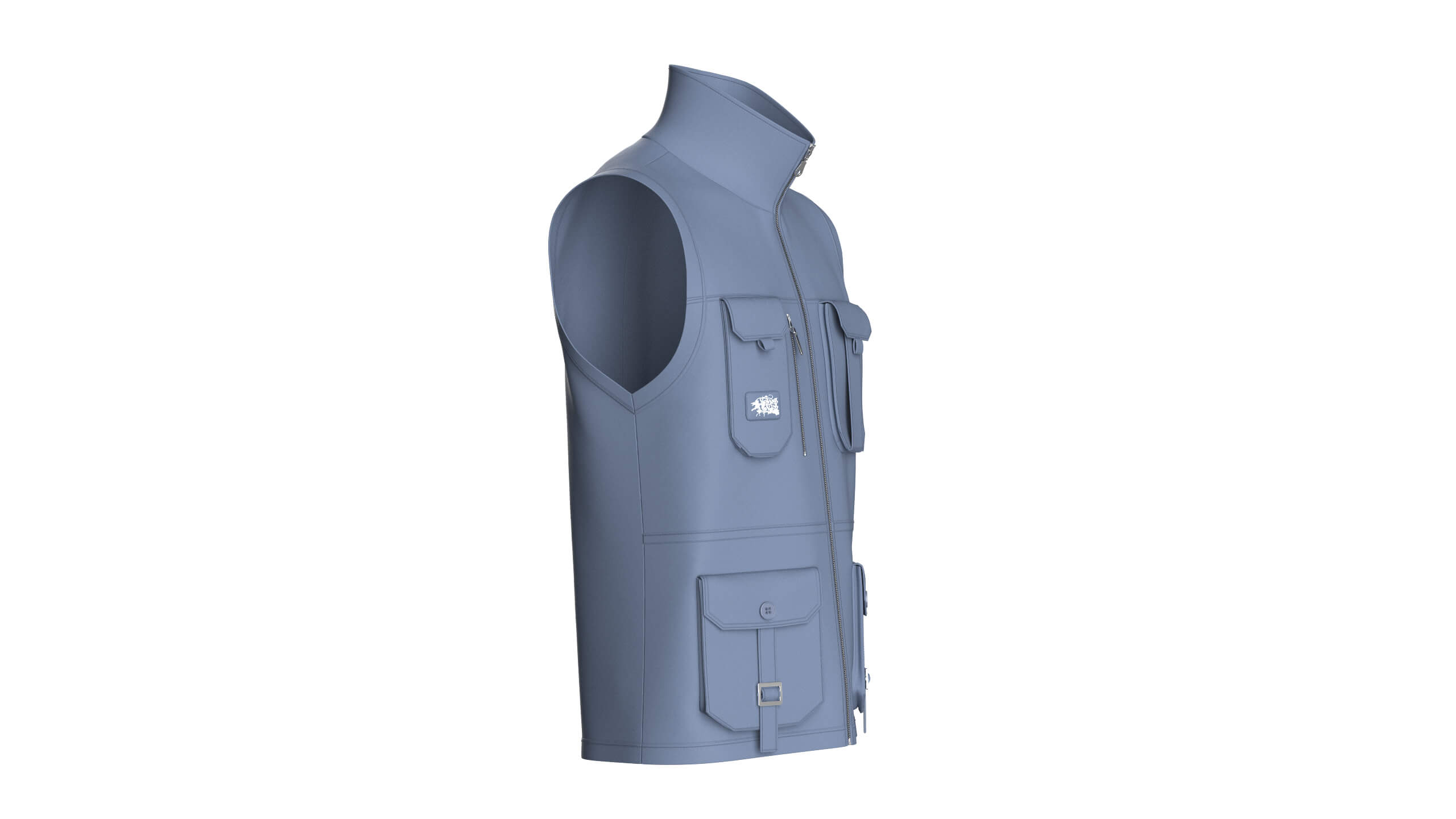 Mens High Neck Full-Zip Tactical Utility Vest 3D Model