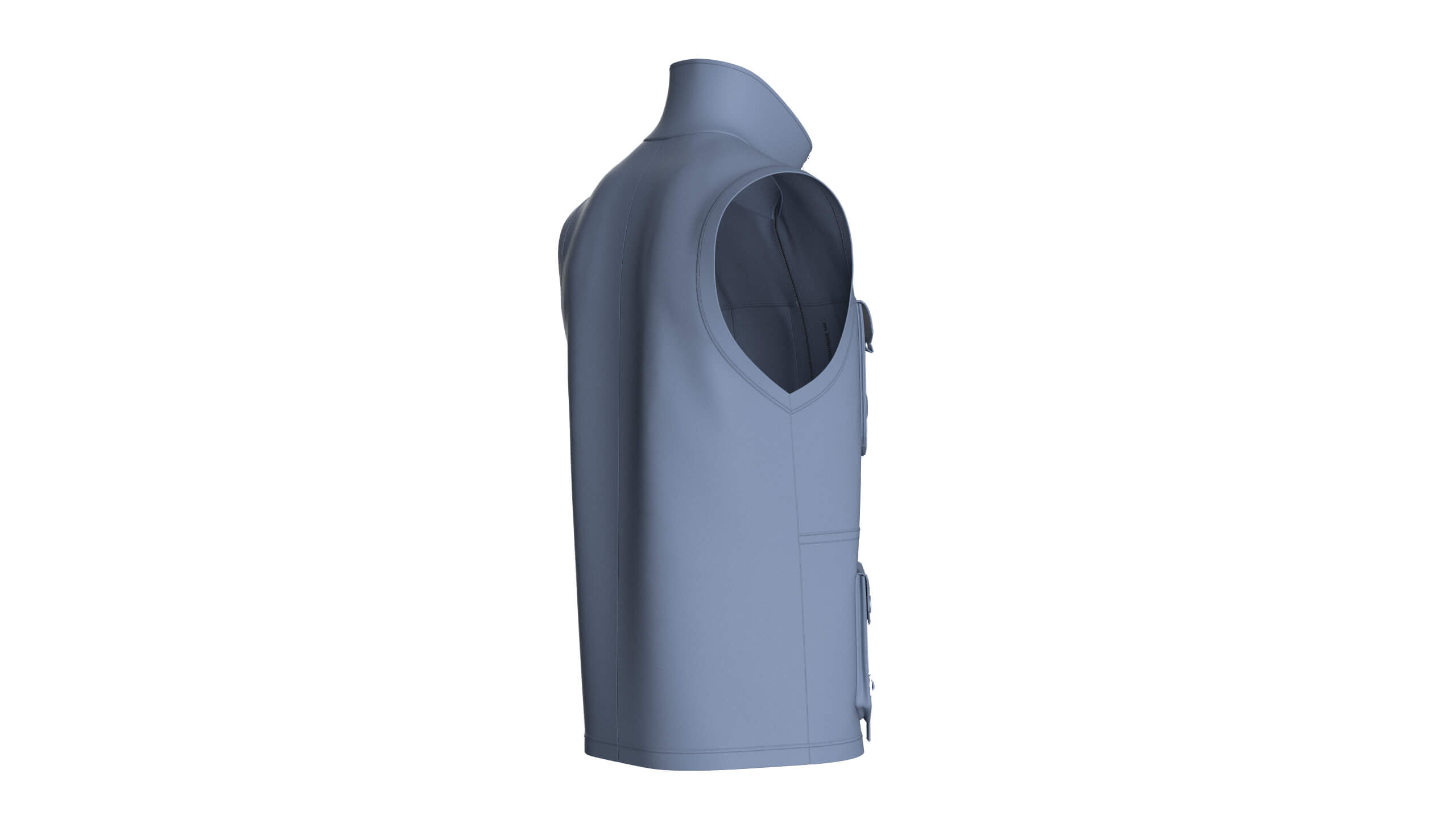 Mens High Neck Full-Zip Tactical Utility Vest 3D Model
