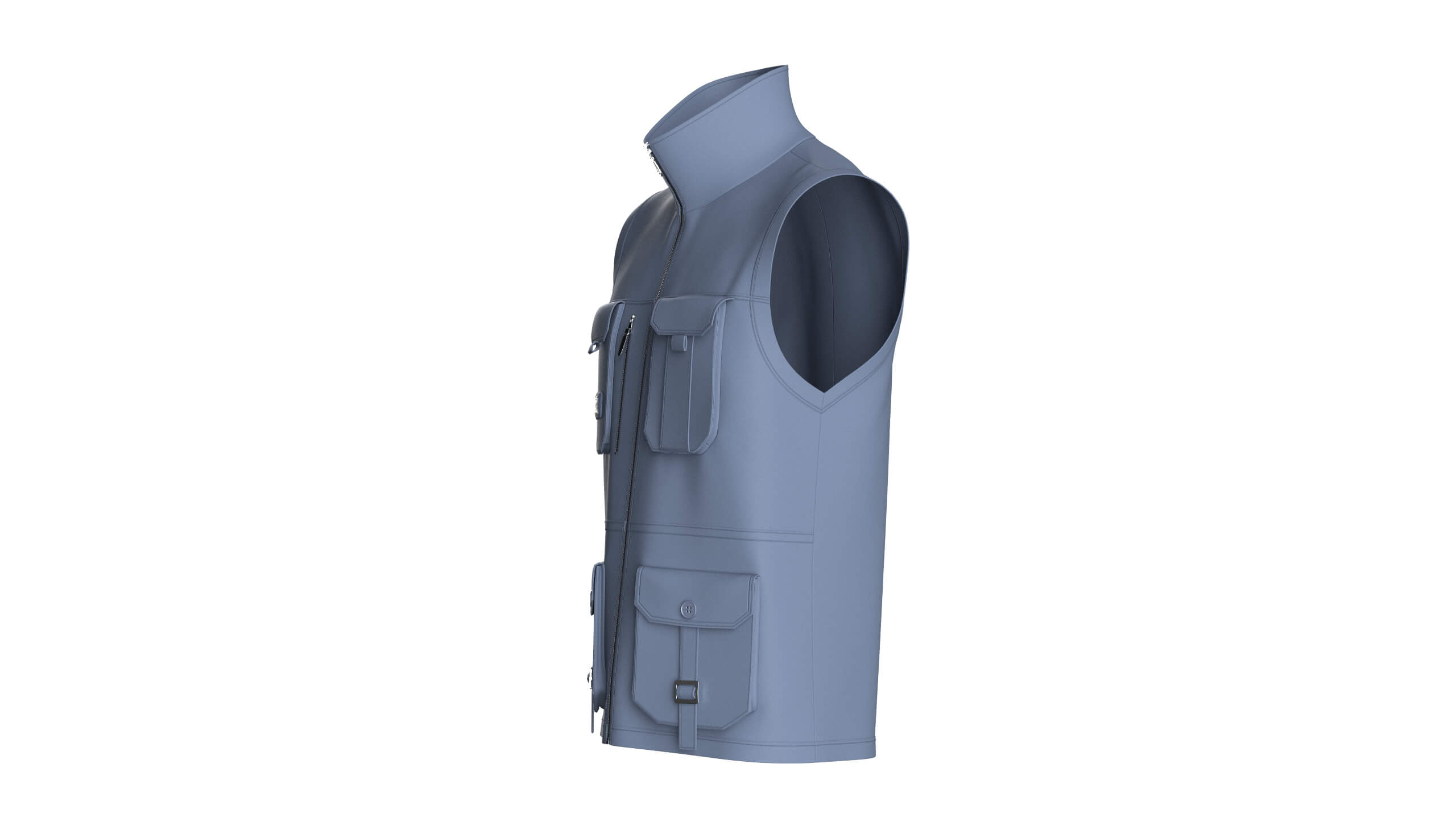 Mens High Neck Full-Zip Tactical Utility Vest 3D Model
