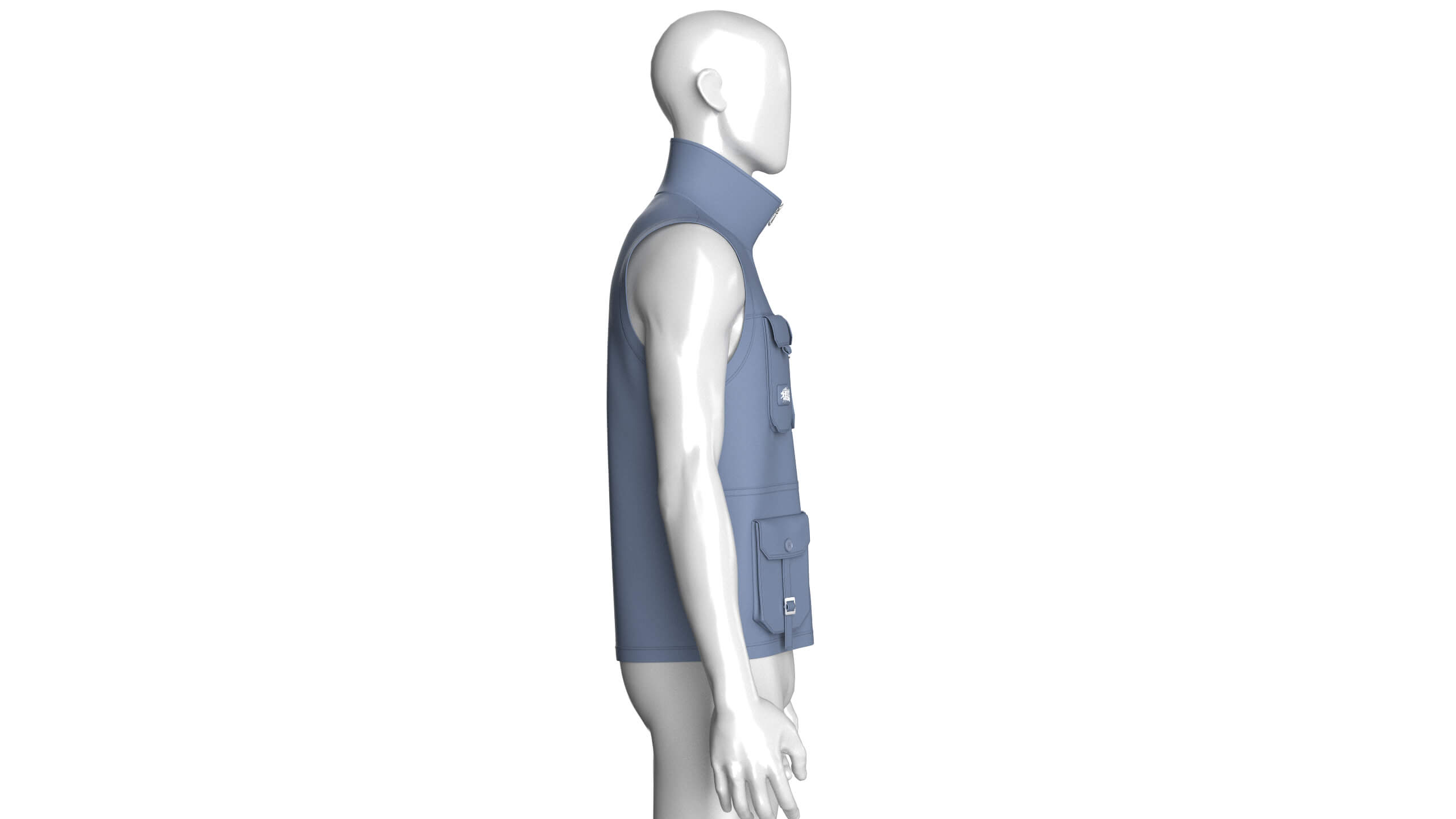 Mens High Neck Full-Zip Tactical Utility Vest 3D Model