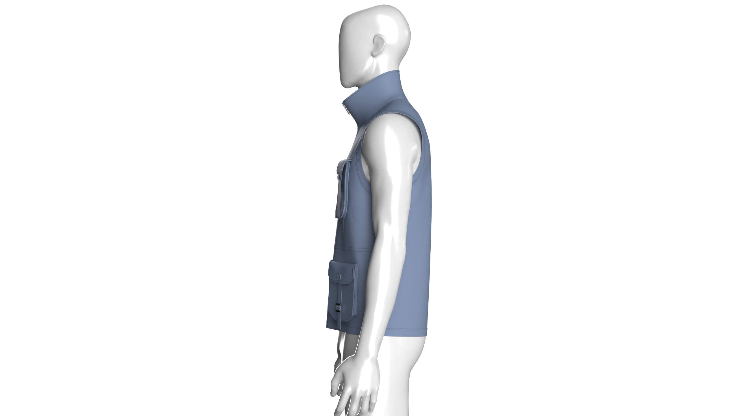 Mens High Neck Full-Zip Tactical Utility Vest 3D Model