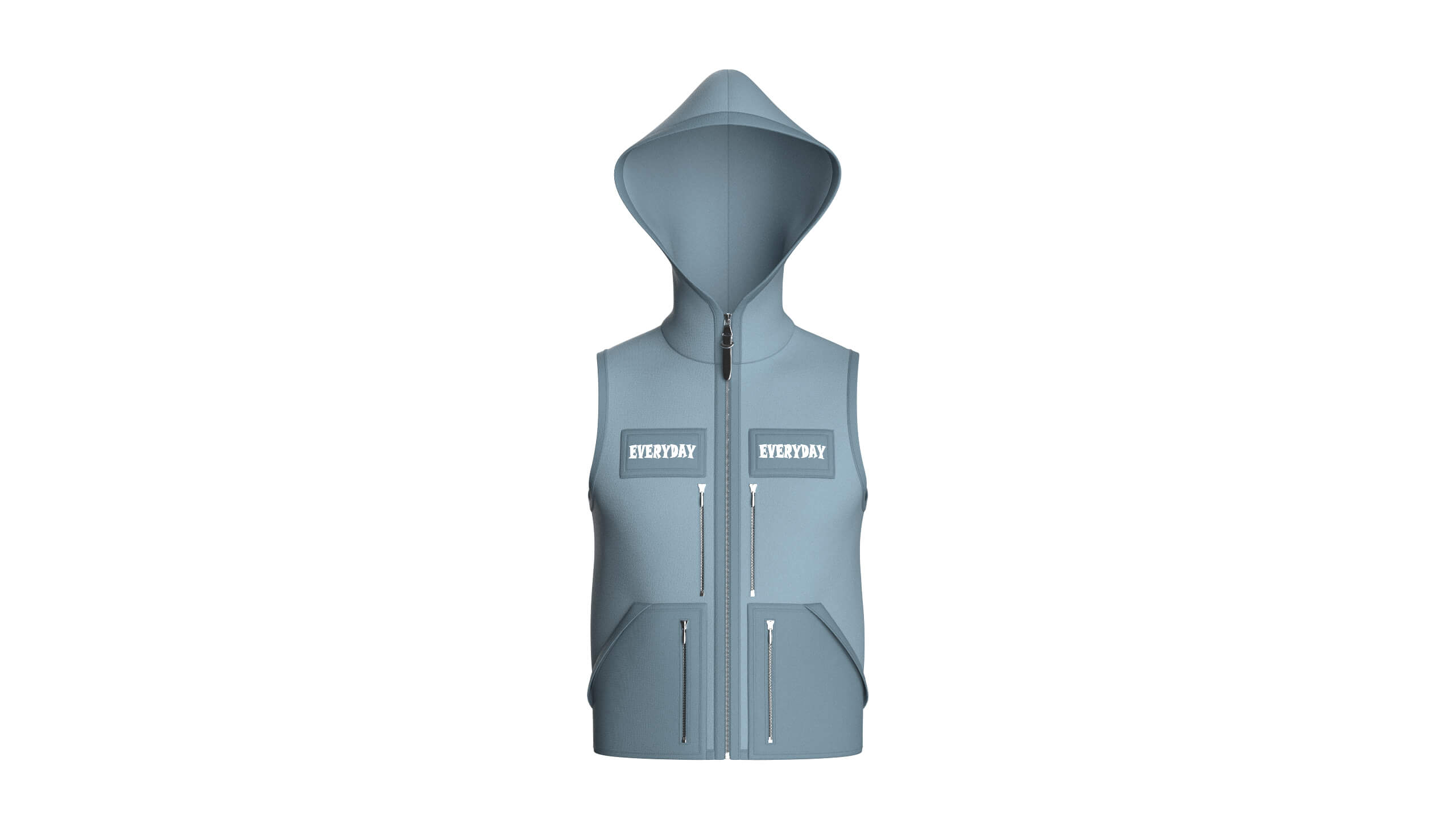 Mens Hooded Full-Zip Tactical Utility Vest 3D Model