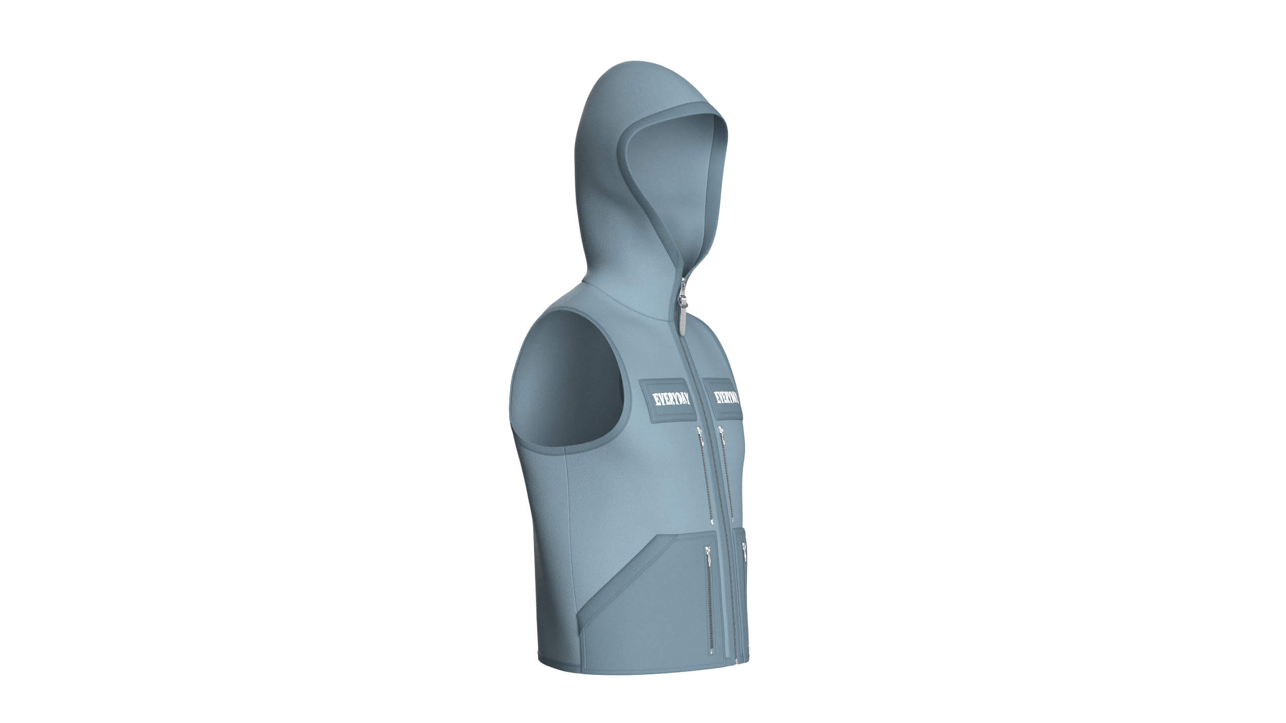 Mens Hooded Full-Zip Tactical Utility Vest 3D Model