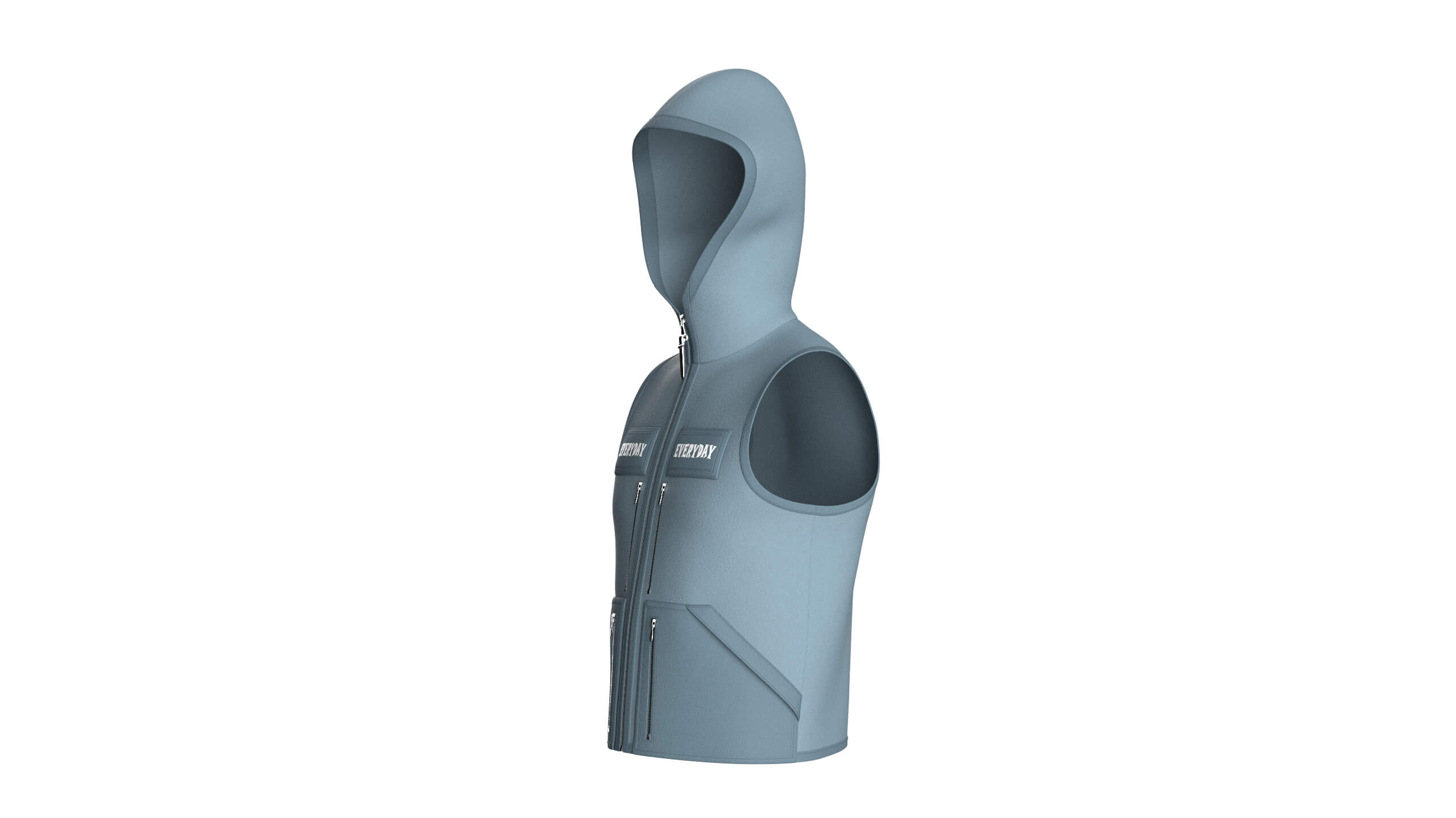 Mens Hooded Full-Zip Tactical Utility Vest 3D Model