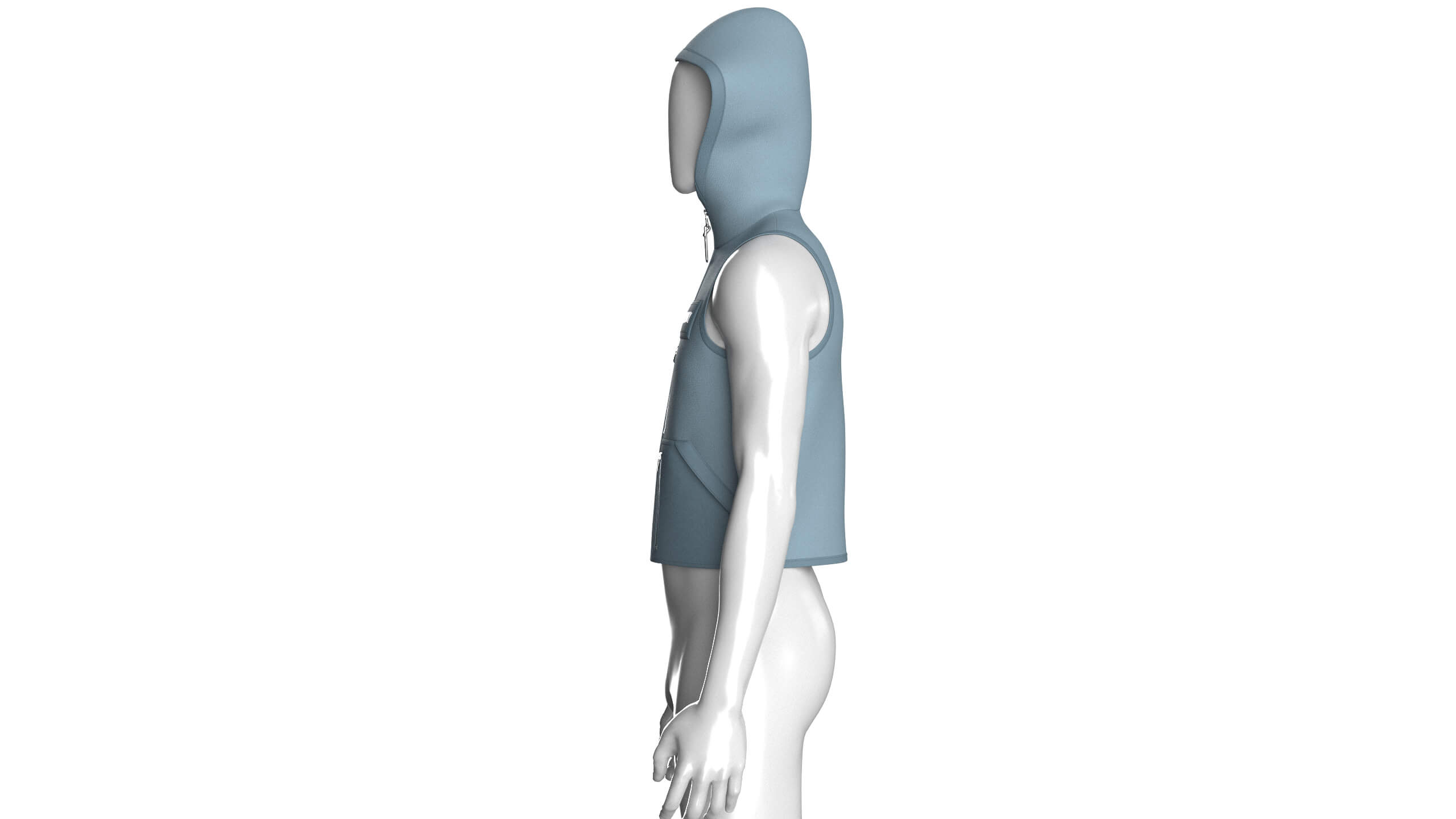 Mens Hooded Full-Zip Tactical Utility Vest 3D Model