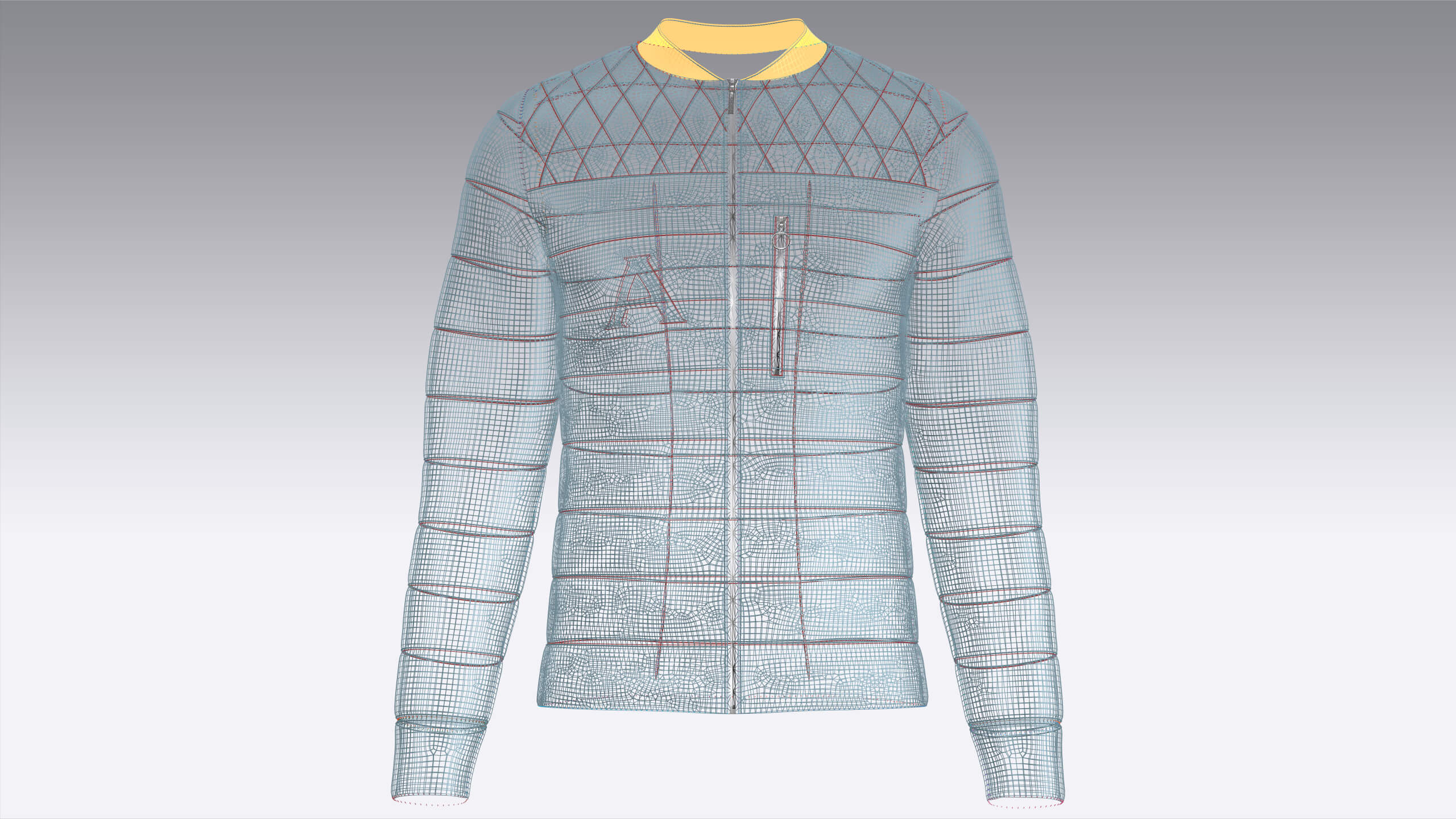 Mens Quilted Puffer Bomber Jacket 3D Model