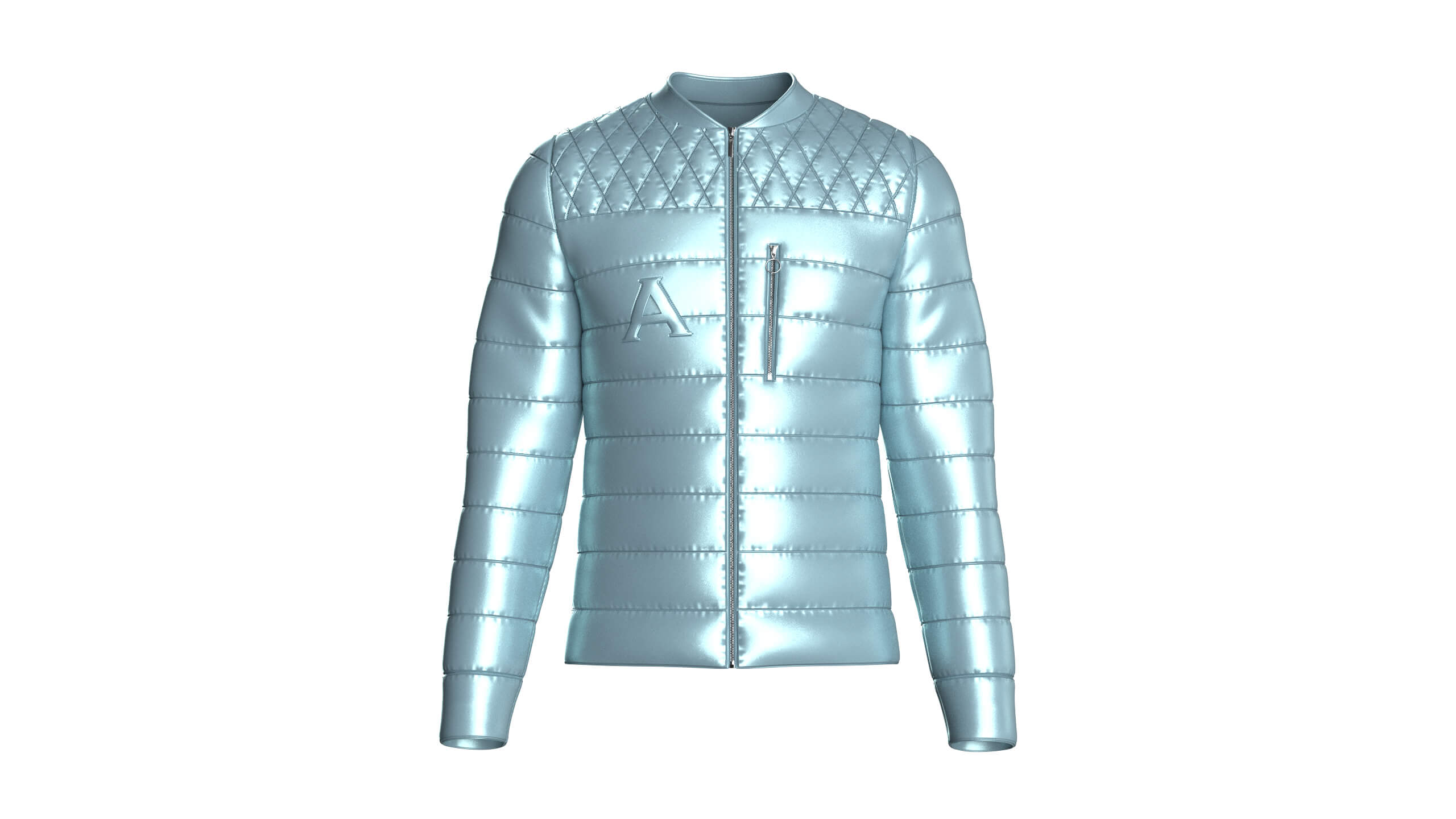 Mens Quilted Puffer Bomber Jacket 3D Model