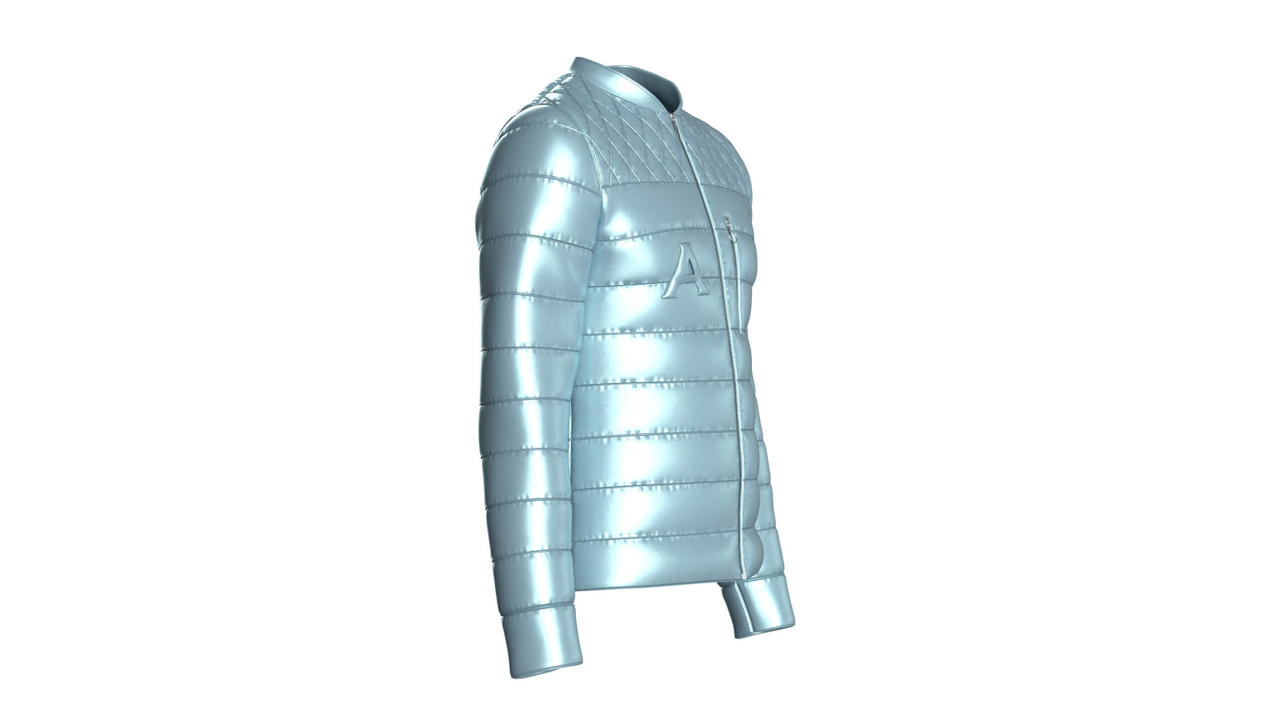 Mens Quilted Puffer Bomber Jacket 3D Model
