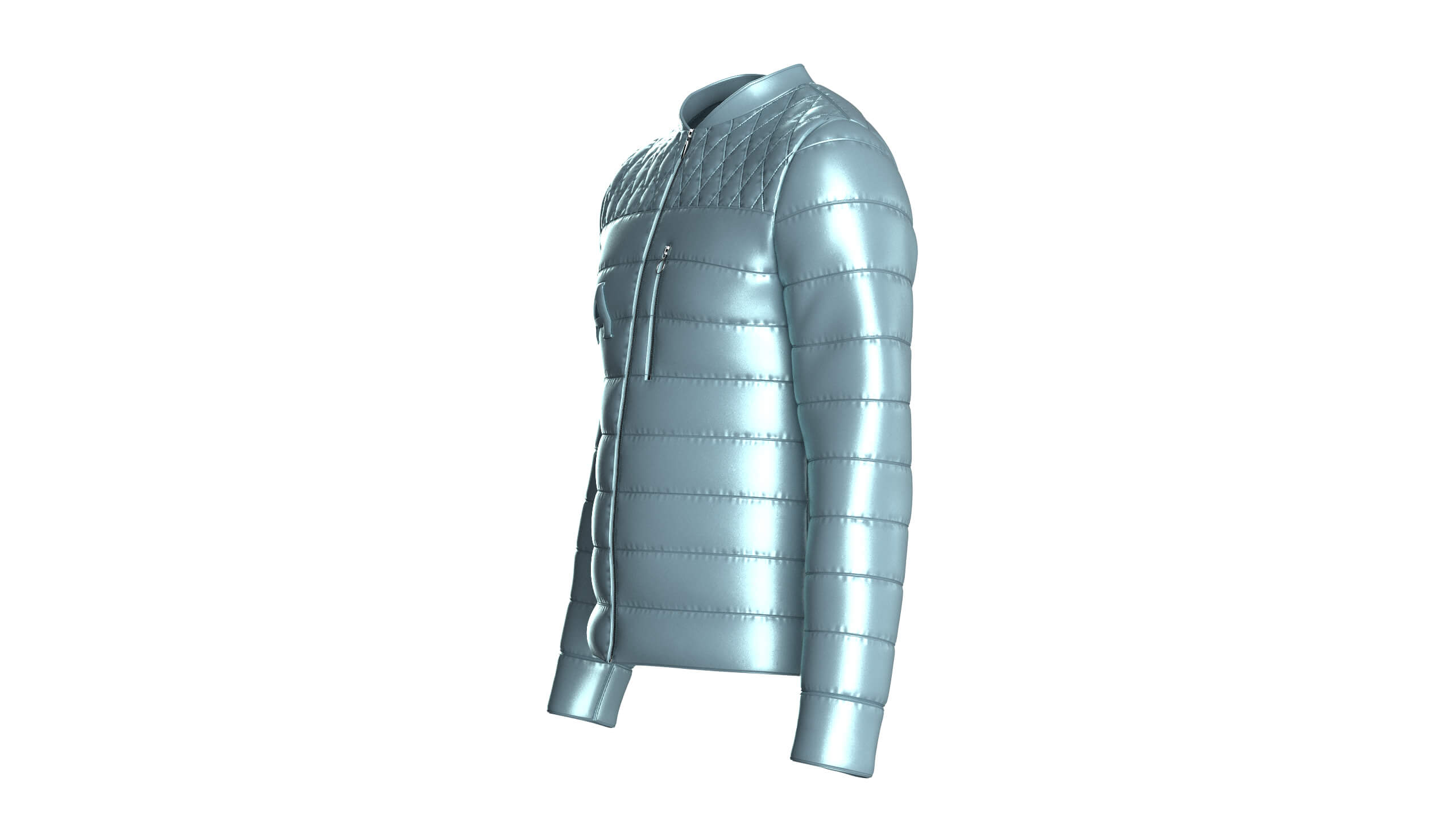Mens Quilted Puffer Bomber Jacket 3D Model