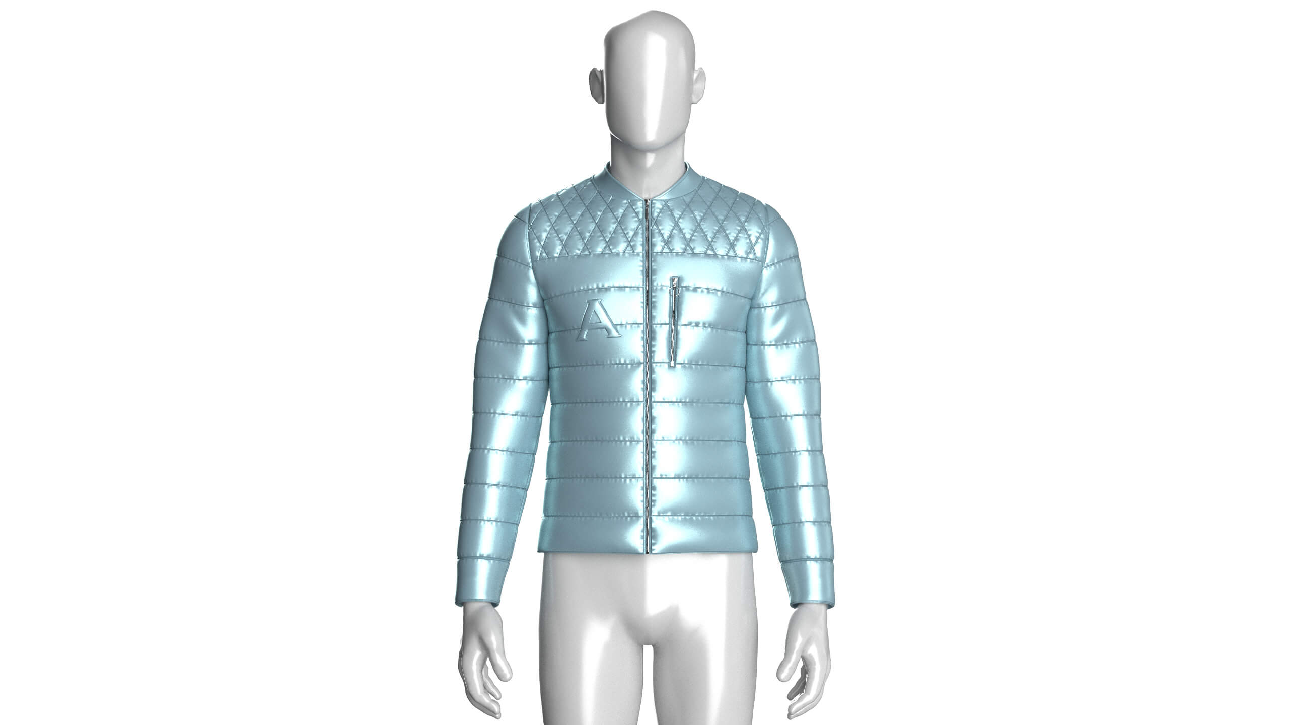 Mens Quilted Puffer Bomber Jacket 3D Model