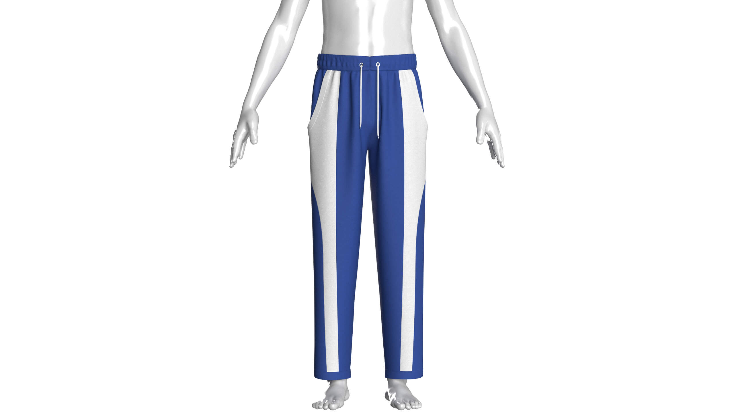 Mens Royal Blue and White Pants Animation/MoCap