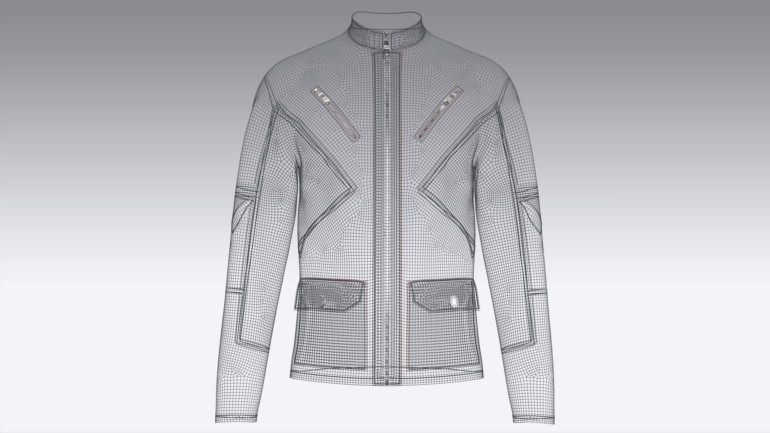 Mens Stand-Collar Zipper Technical Jacket 3D Model