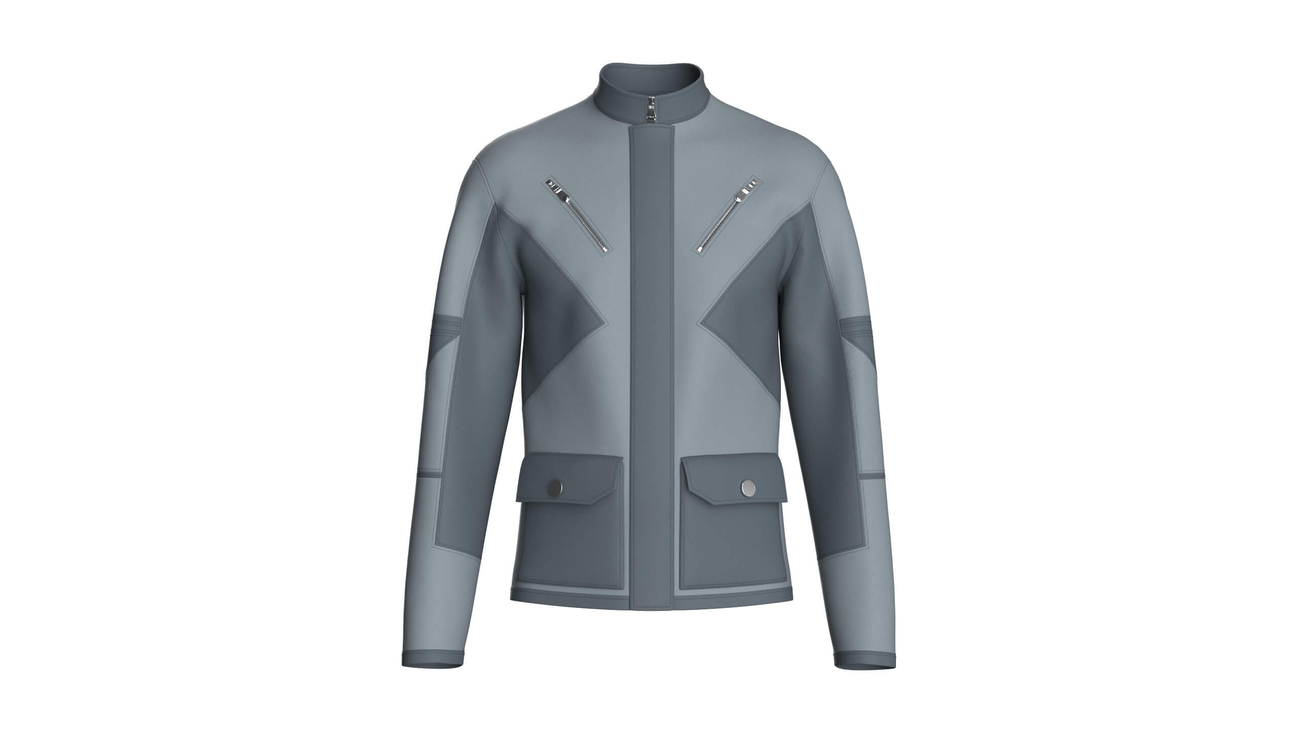 Mens Stand-Collar Zipper Technical Jacket 3D Model