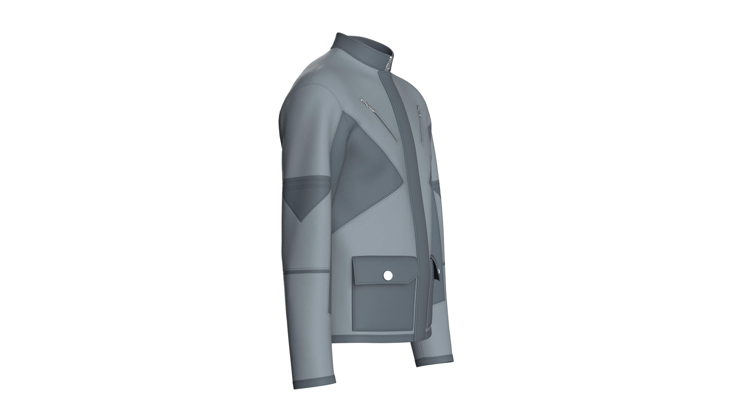 Mens Stand-Collar Zipper Technical Jacket 3D Model