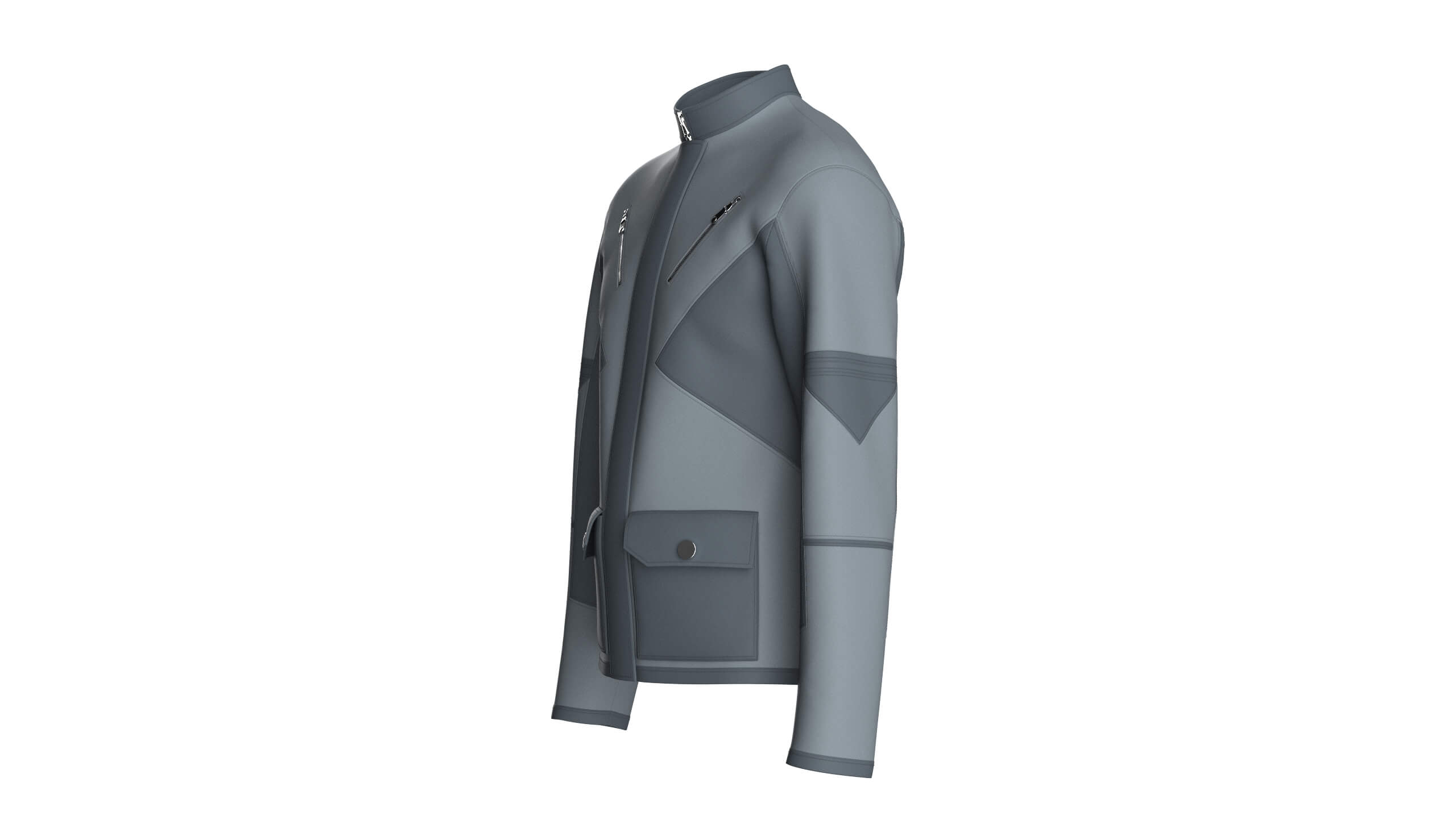 Mens Stand-Collar Zipper Technical Jacket 3D Model