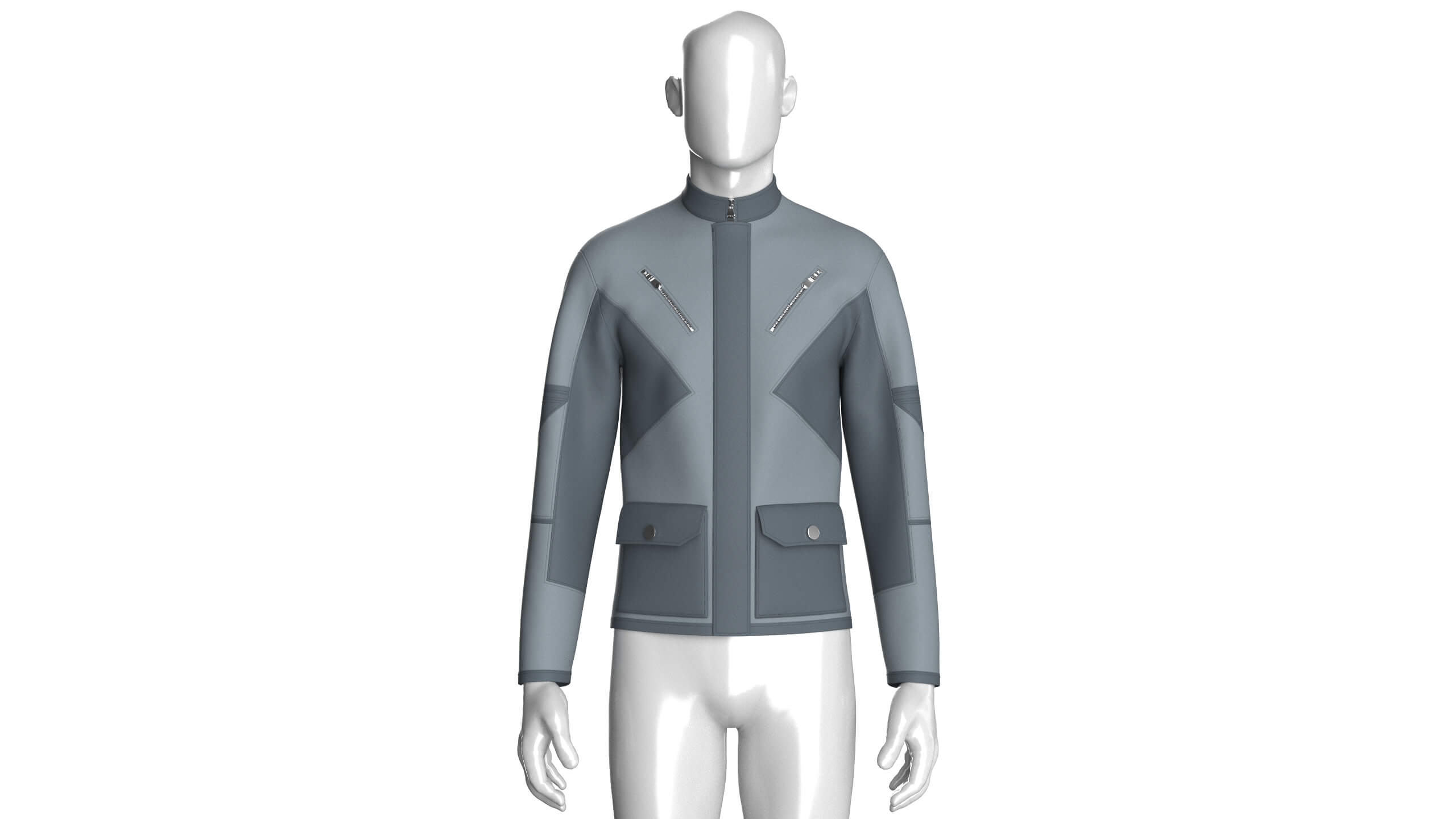 Mens Stand-Collar Zipper Technical Jacket 3D Model