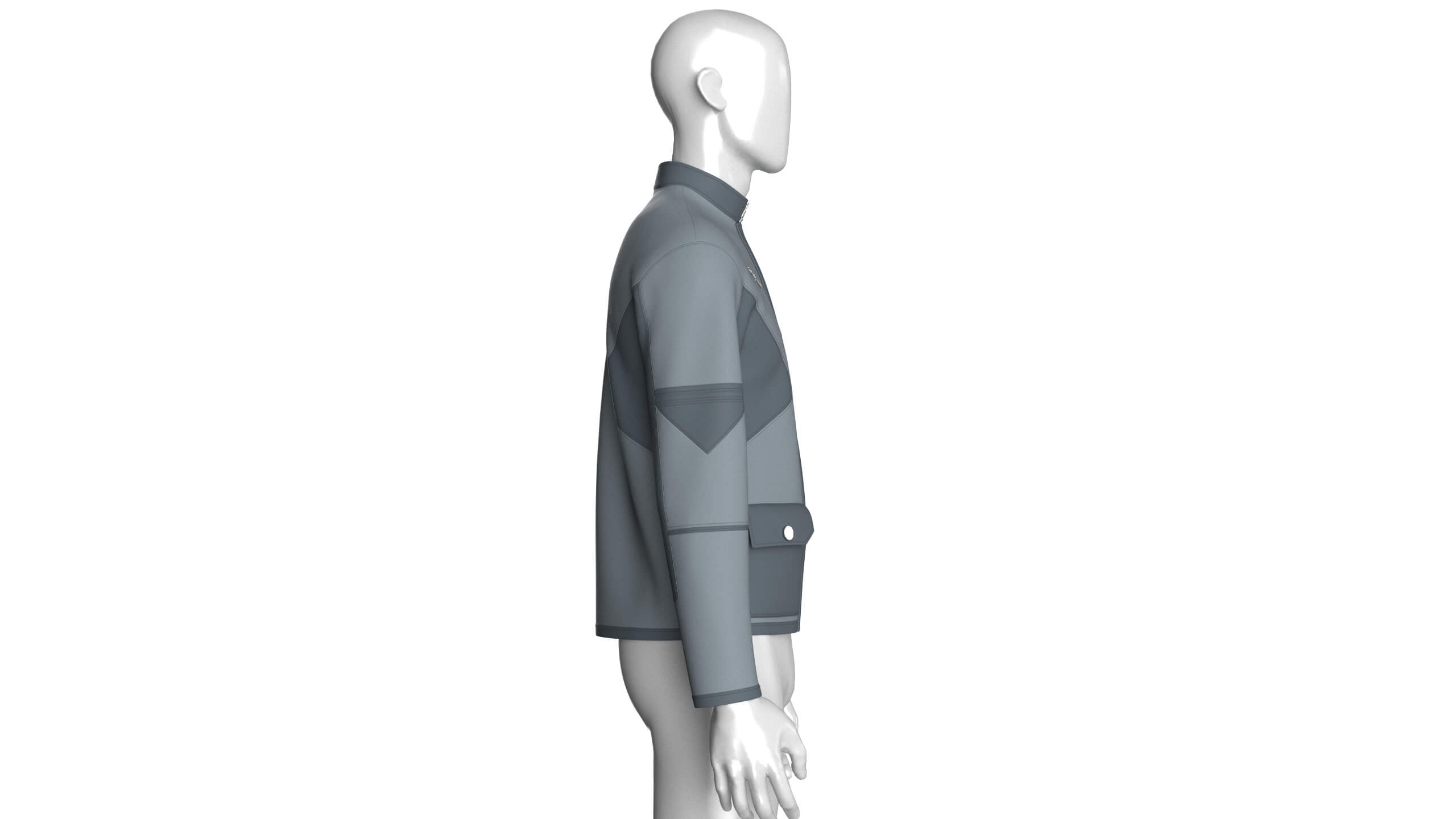 Mens Stand-Collar Zipper Technical Jacket 3D Model