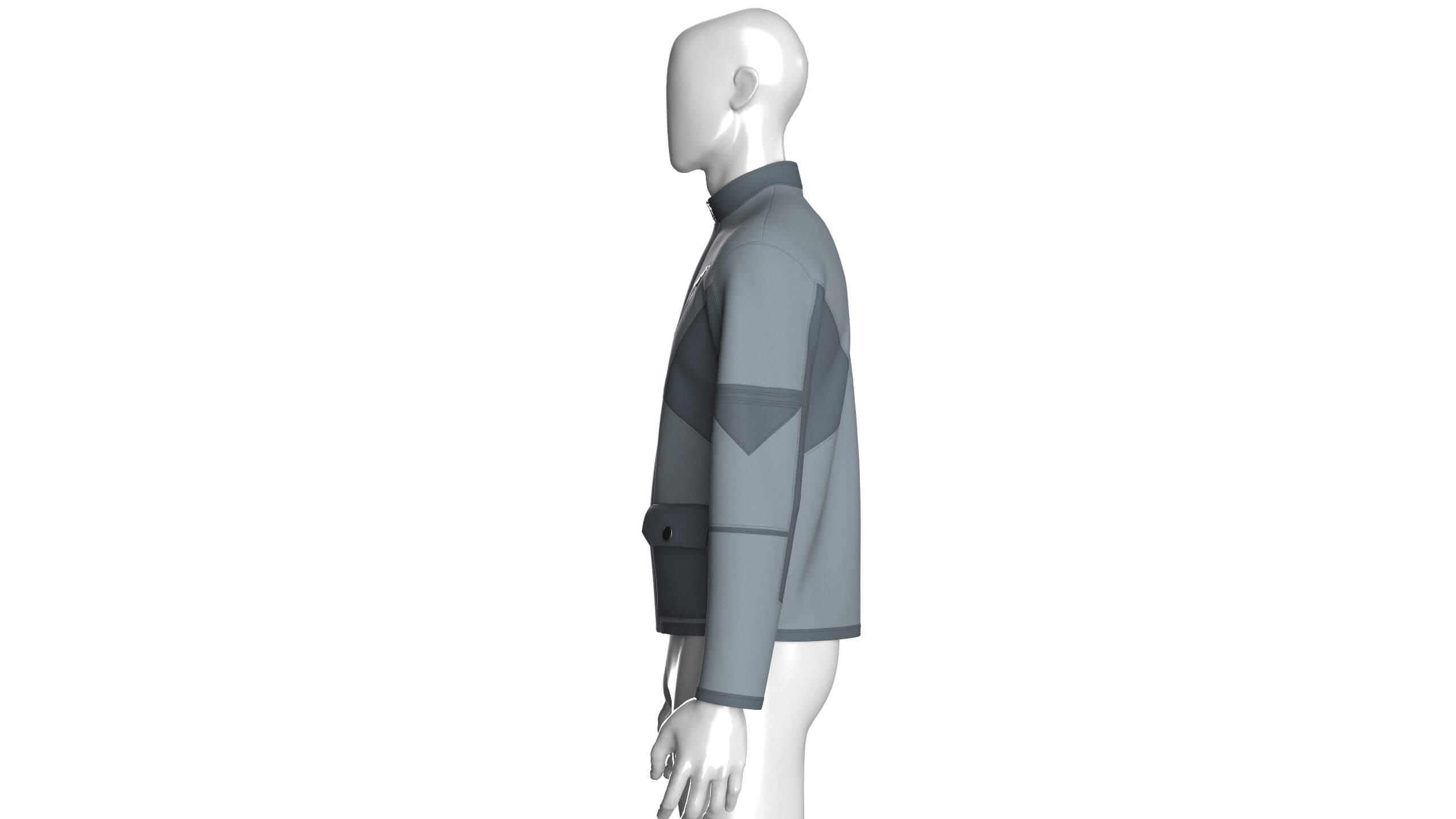 Mens Stand-Collar Zipper Technical Jacket 3D Model