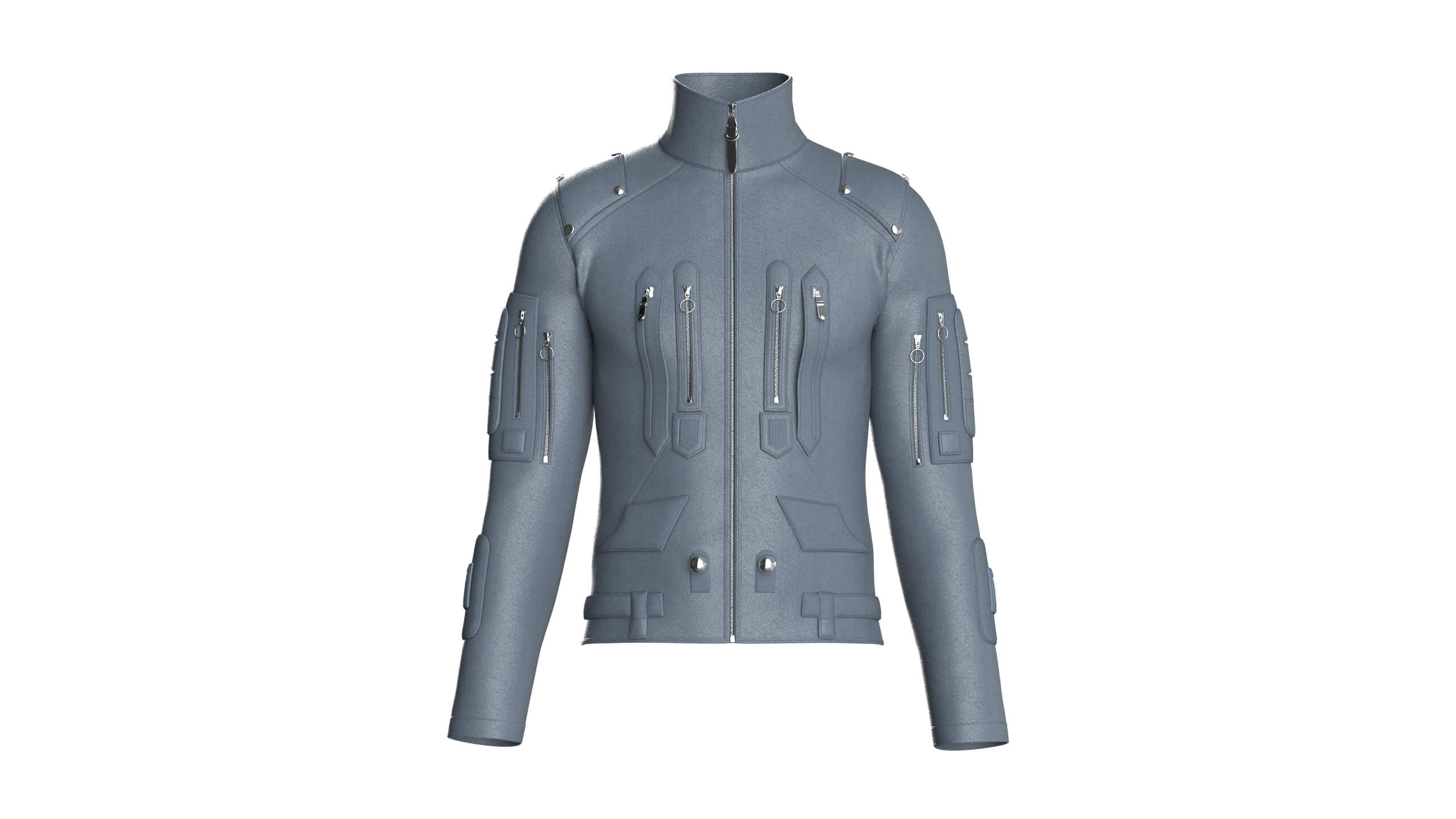 Men&rsquos Tactical Multi-Pocket Zipper Leather Jacket 3D Model