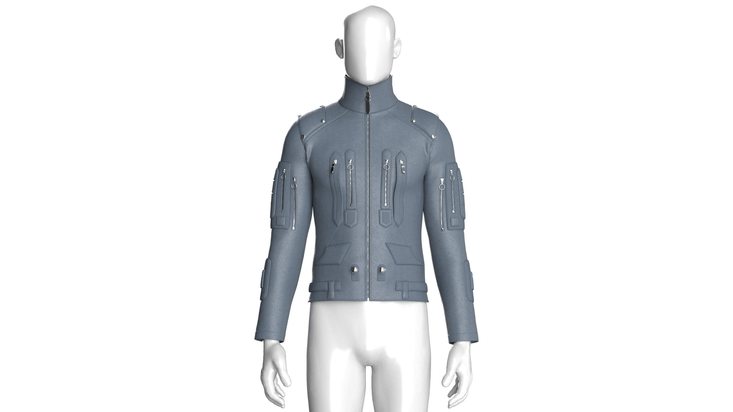 Men&rsquos Tactical Multi-Pocket Zipper Leather Jacket 3D Model